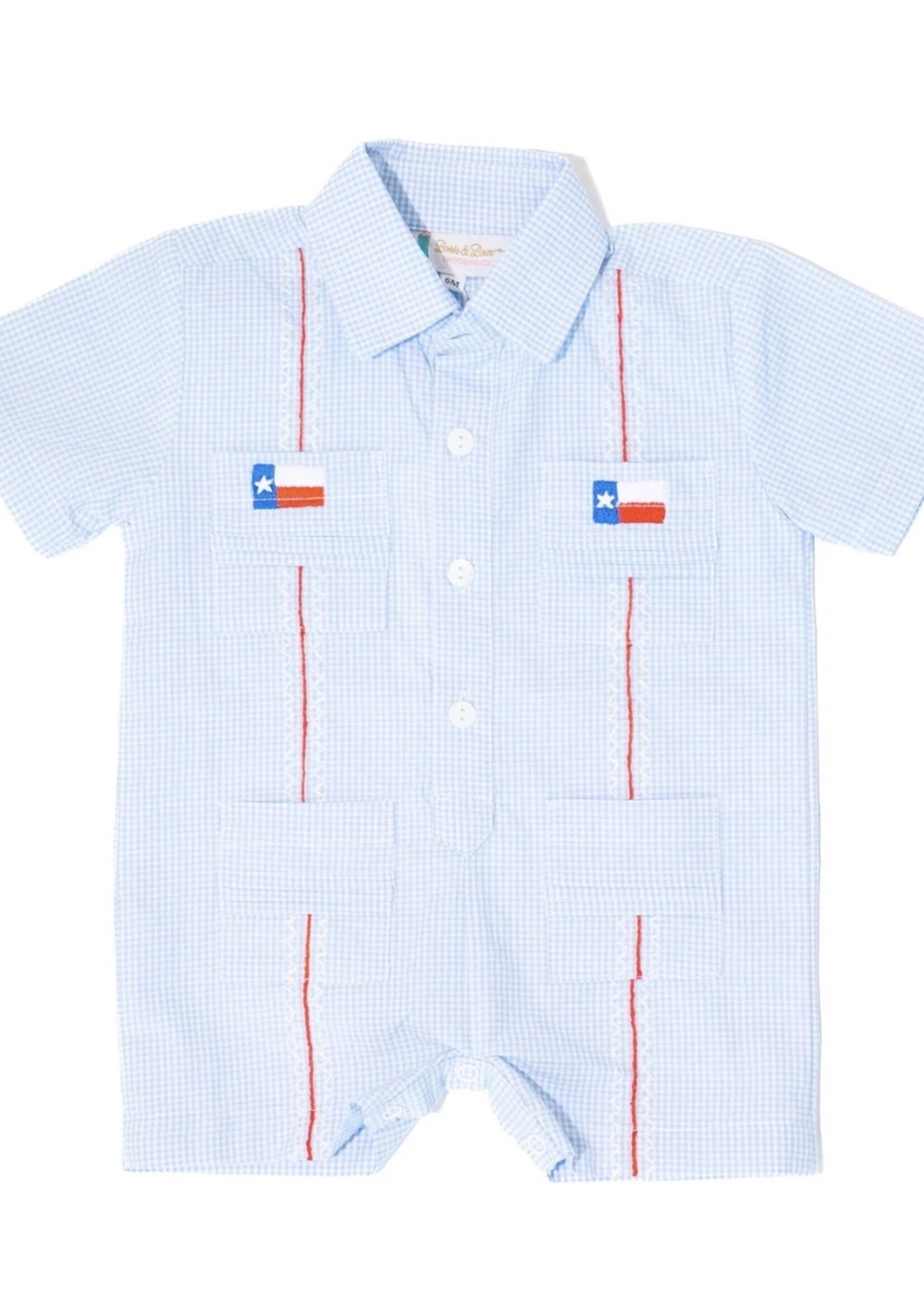 TEXAS FLAG GUAYABERA ROMPER
