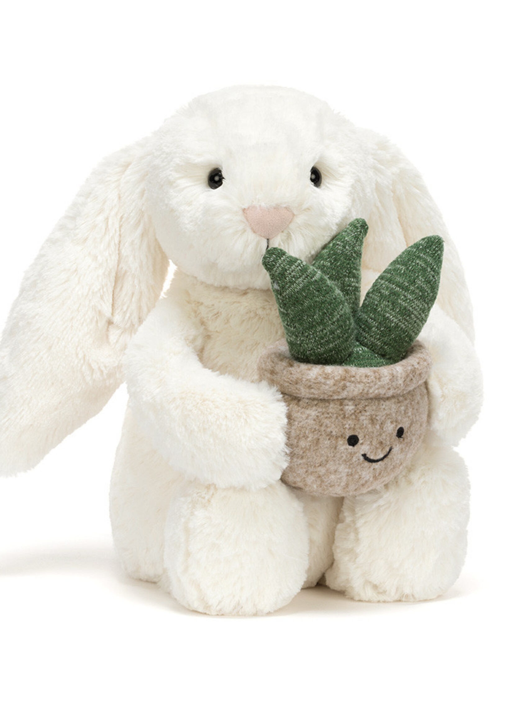 CREAM BUNNY WITH PLANT