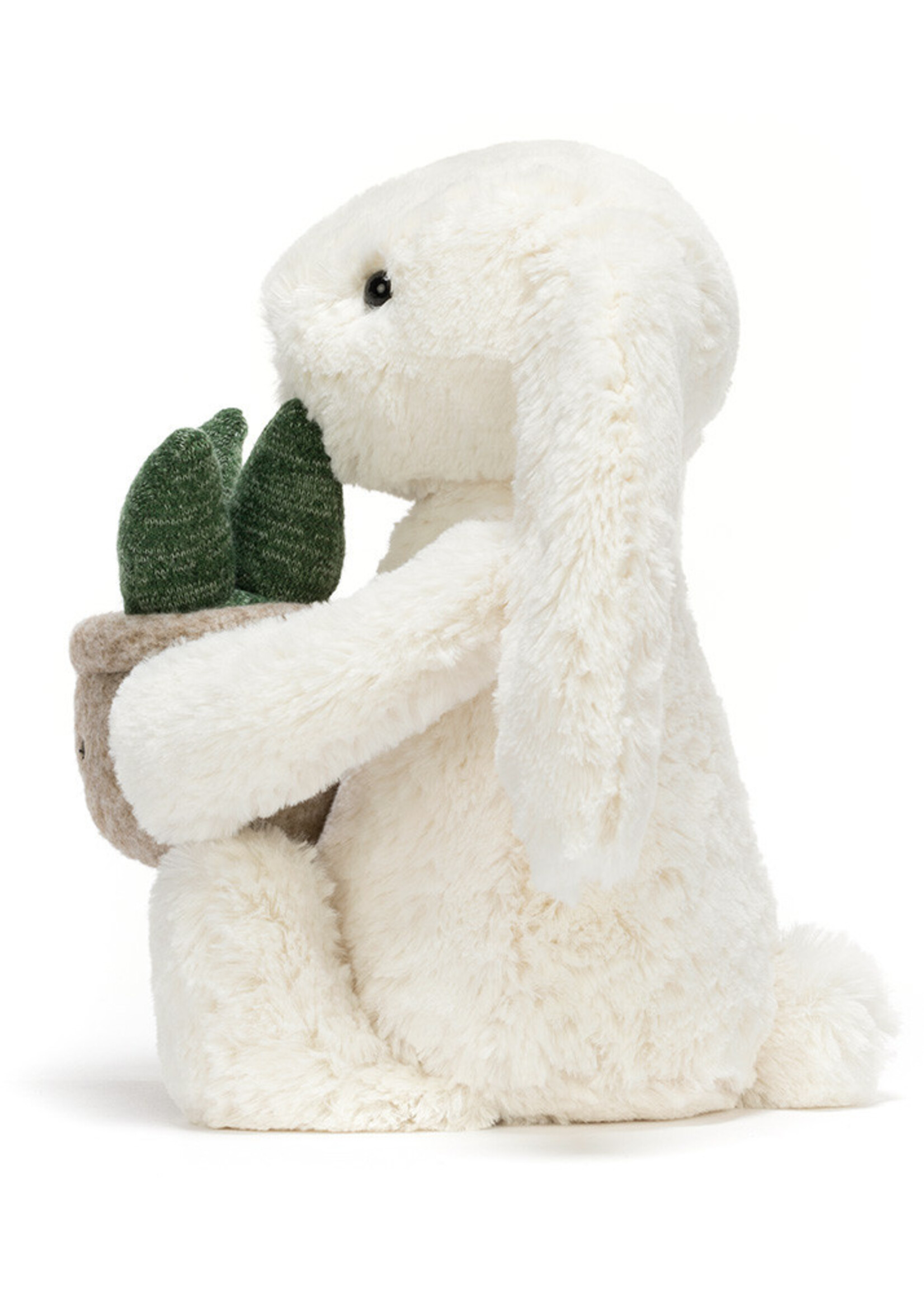 CREAM BUNNY WITH PLANT