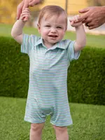 SHERBET STRIPE PERFORMANCE POLO ROMPER