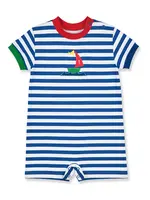 STRIPE KNIT SHORTALL WITH SAILBOAT