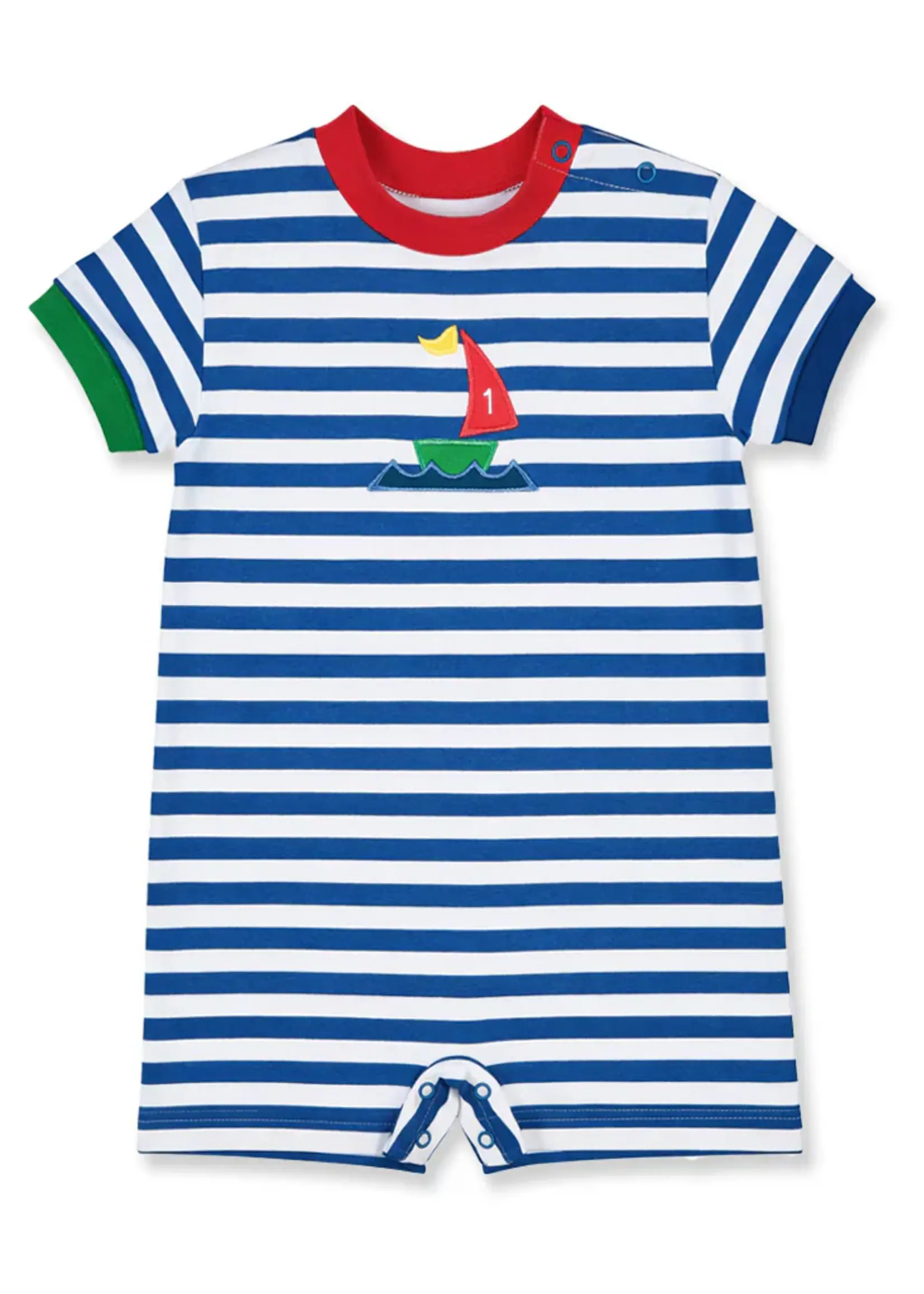 STRIPE KNIT SHORTALL WITH SAILBOAT