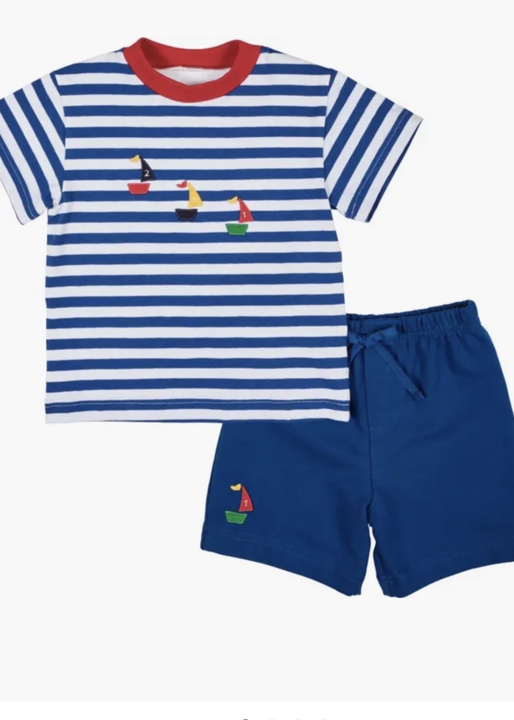 KNIT SHORT SET WITH SAILBOATS
