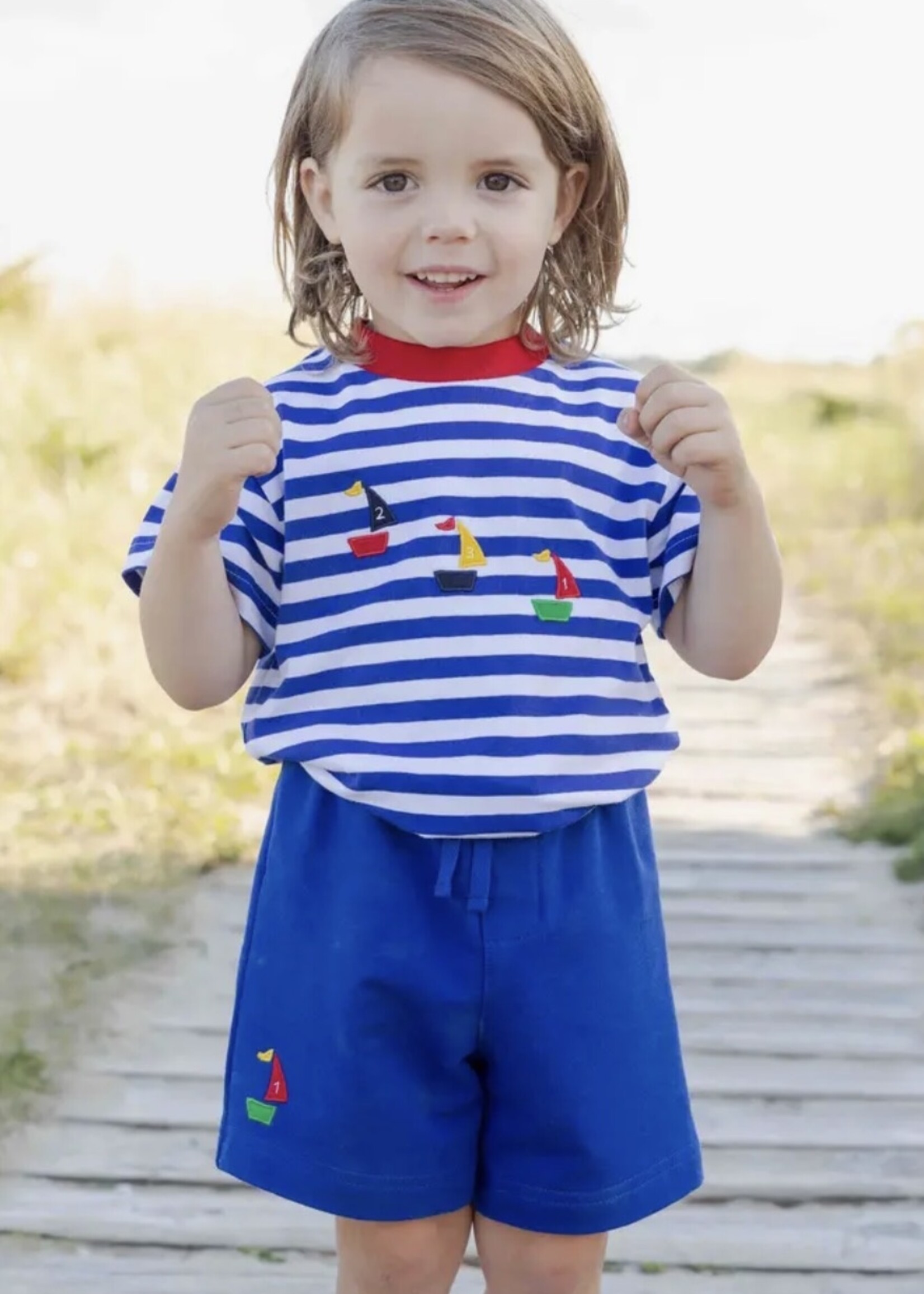 KNIT SHORT SET WITH SAILBOATS