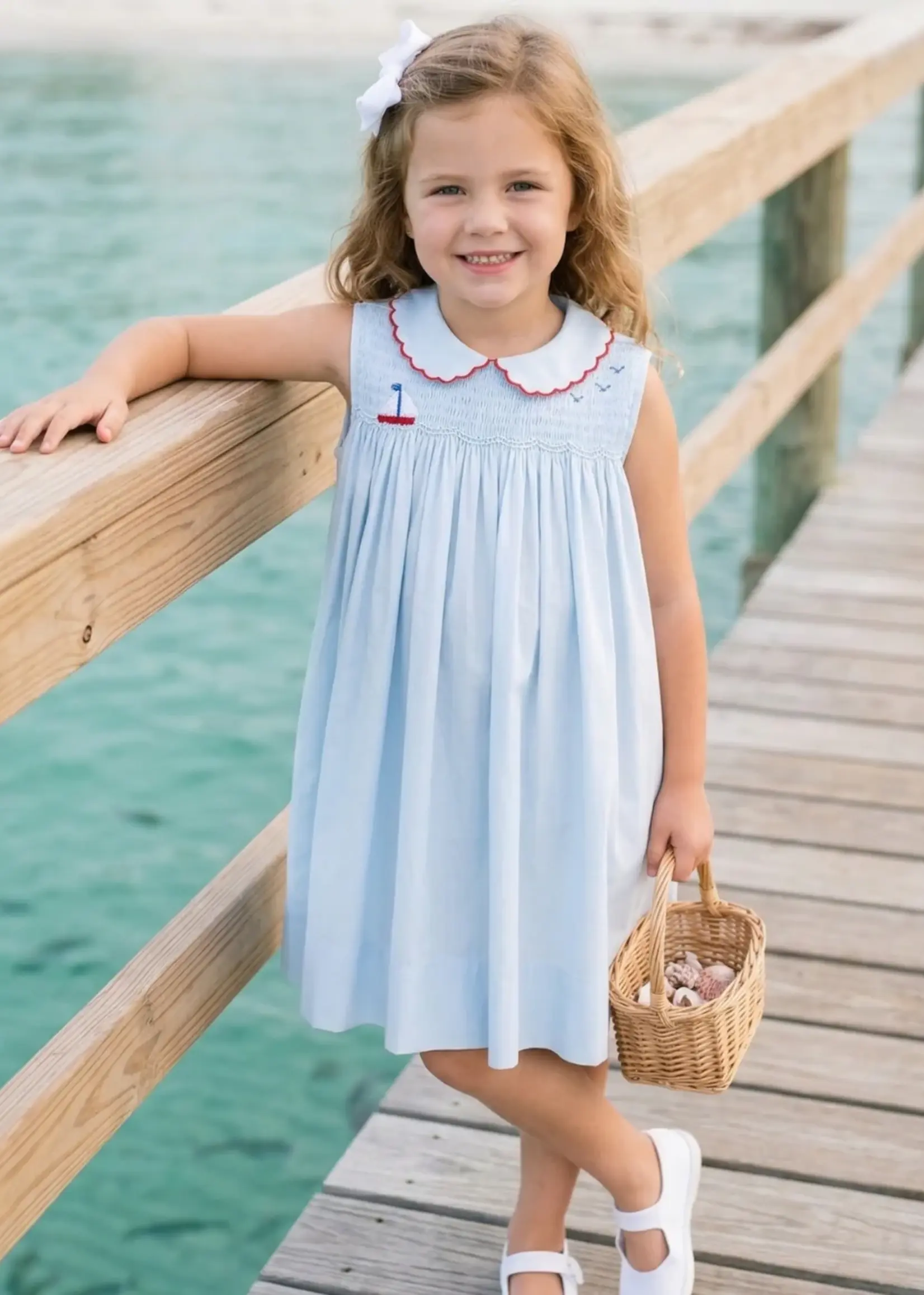 BRENTWOOD BLUE PIQUE ELLA DRESS