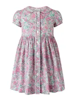 PINK FLORAL BUTTON-FRONT DRESS