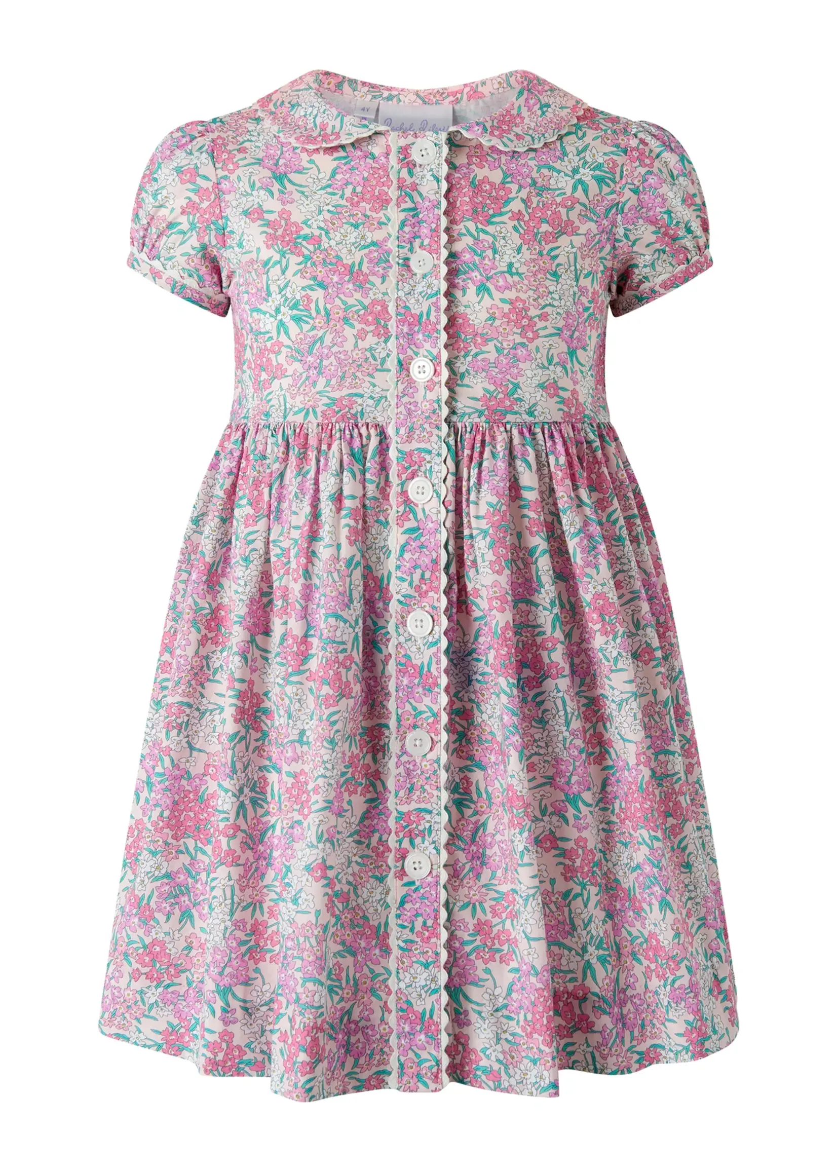 PINK FLORAL BUTTON-FRONT DRESS