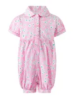 PINK DAISY BUTTON-FRONT BABYSUIT