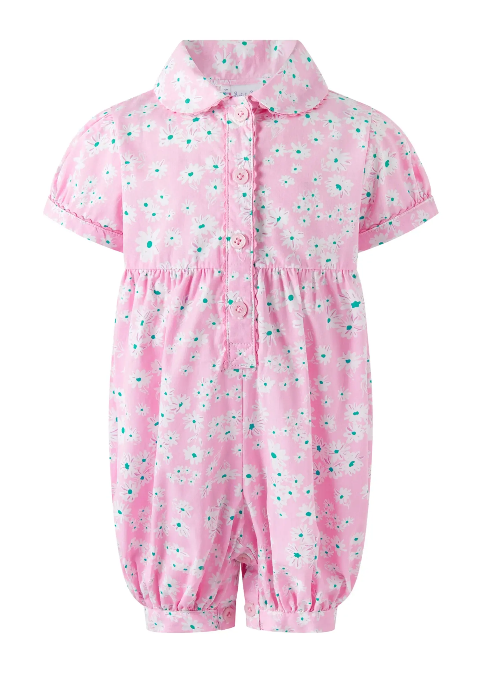 PINK DAISY BUTTON-FRONT BABYSUIT