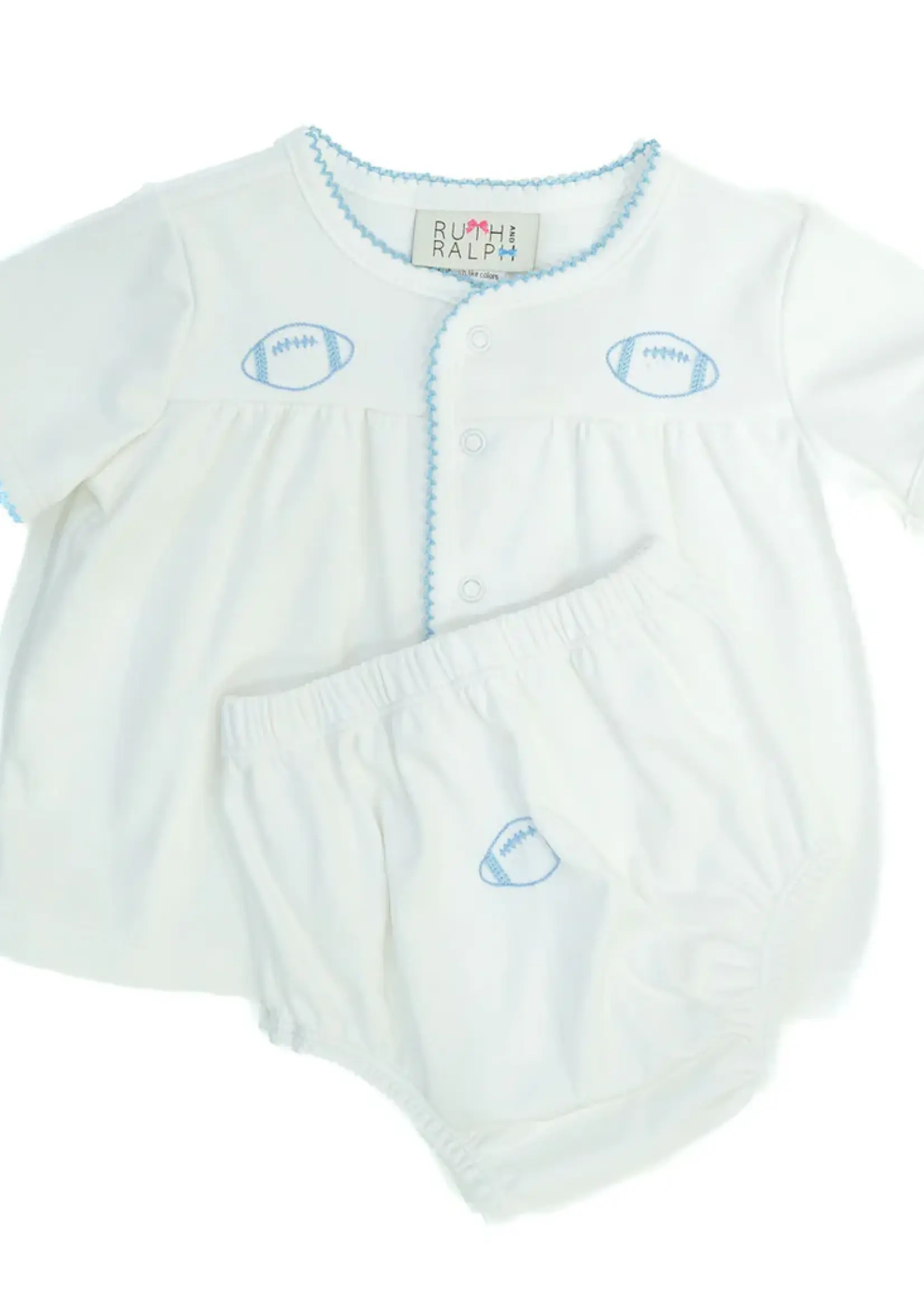 BLUE FOOTBALL LAYETTE SET