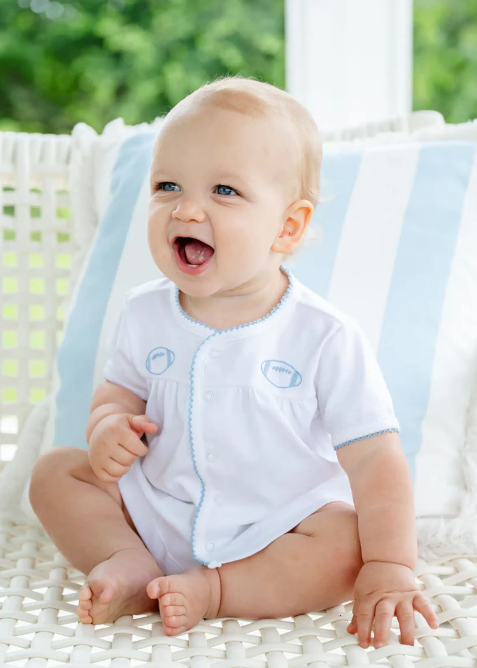 BLUE FOOTBALL LAYETTE SET
