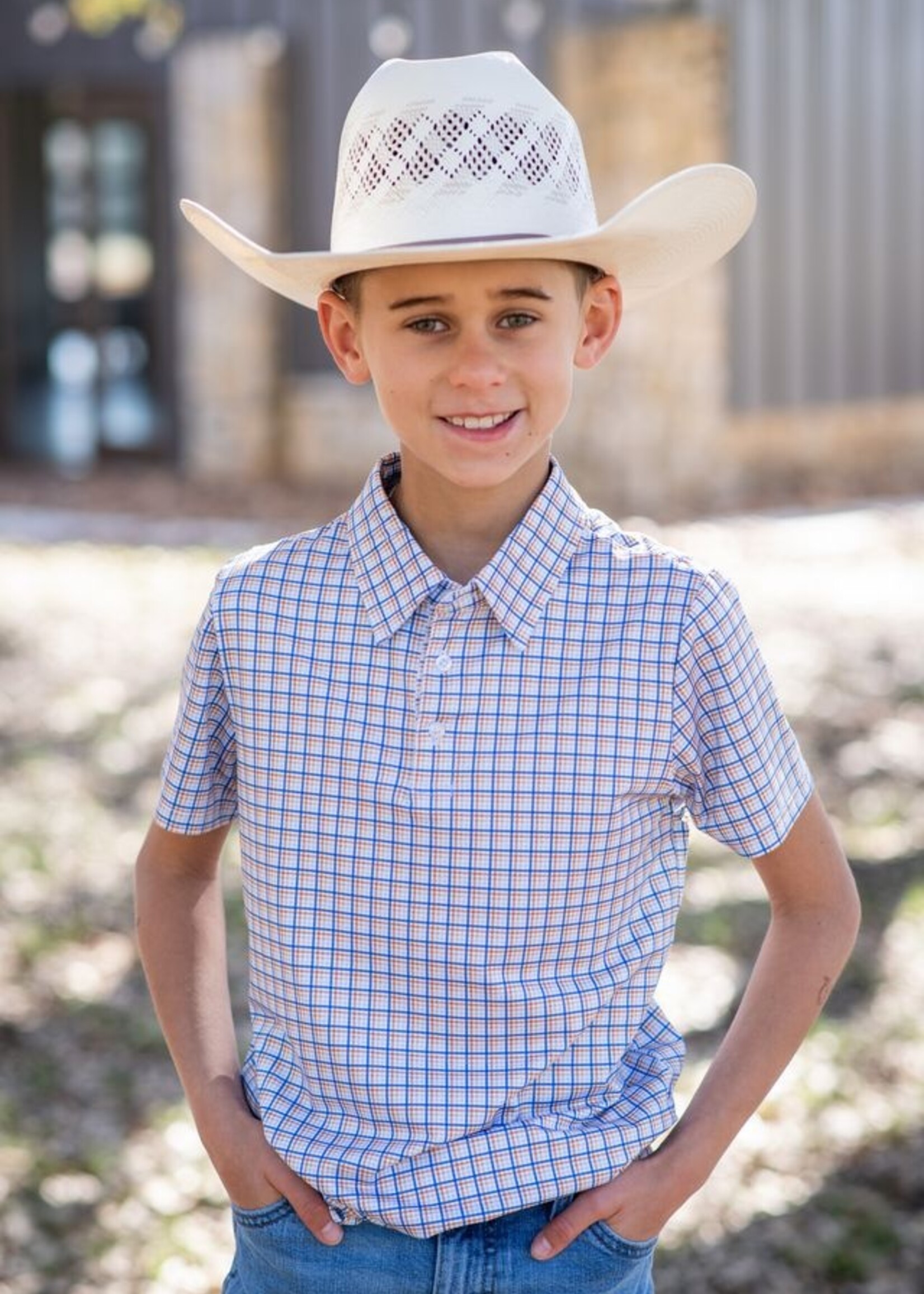 BRAZOS PLAID PERFORMANCE POLO SHIRT