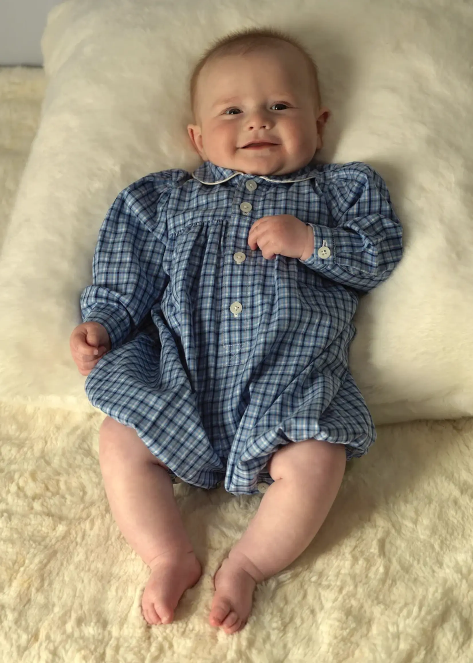 BLUE CHECK BABYSUIT