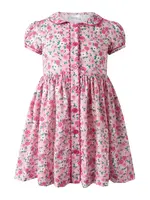 PINK BLOSSOM FLOWER BUTTON FRONT DRESS