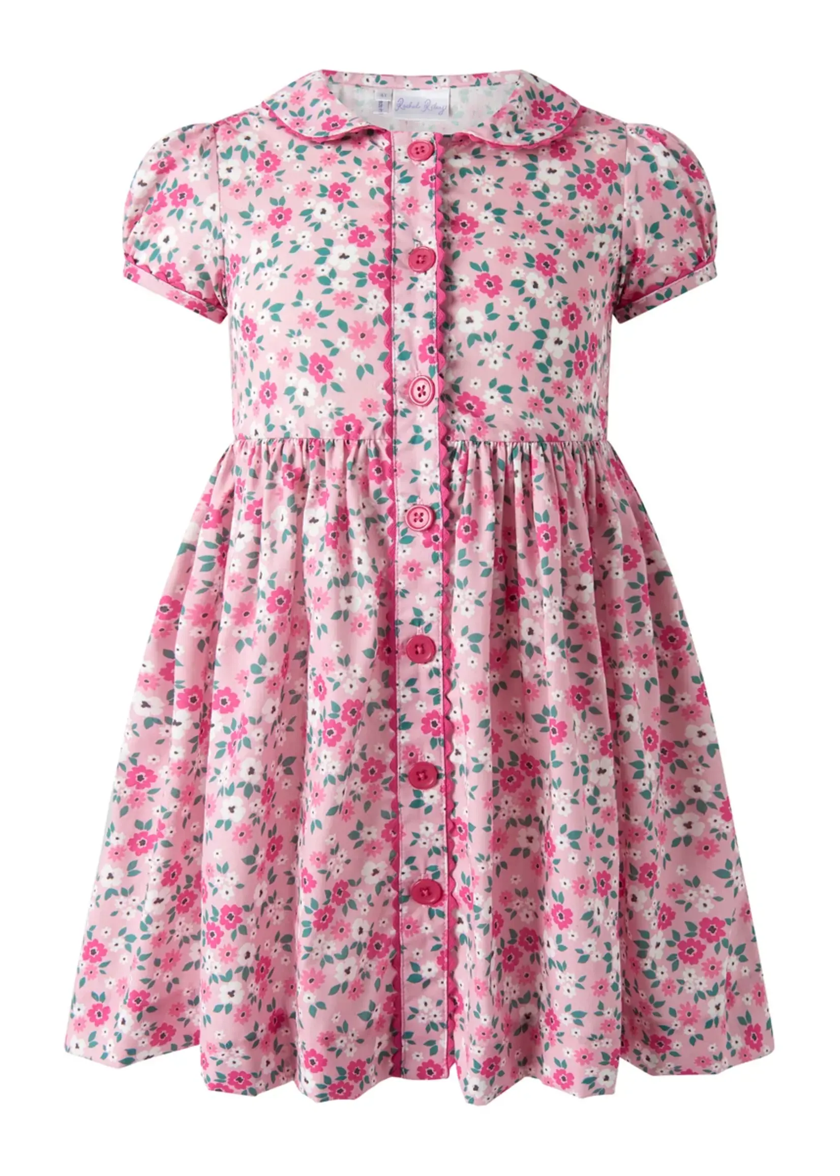 PINK BLOSSOM FLOWER BUTTON FRONT DRESS