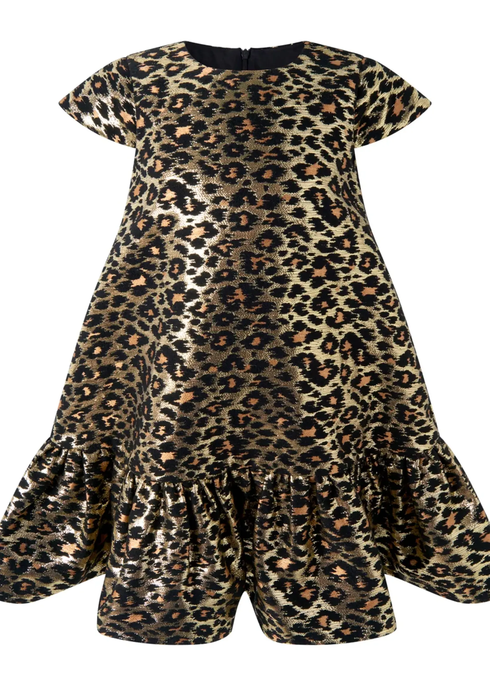 GOLD LEOPARD DAMASK DRESS