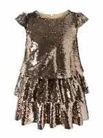 MOCHA SEQUIN BOW DRESS