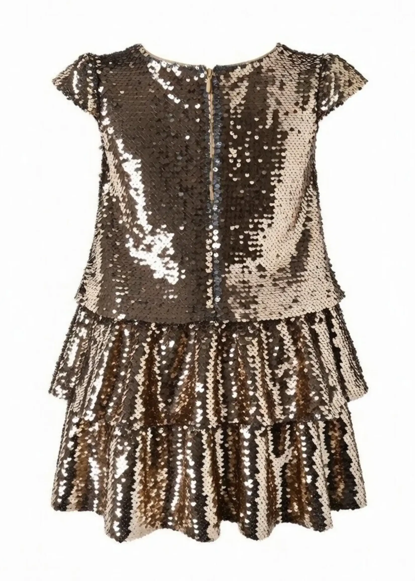MOCHA SEQUIN BOW DRESS