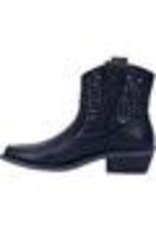 Boots-Women DINGO DI150 'Dusty' Womens 6" Black Leather Ankle Booties