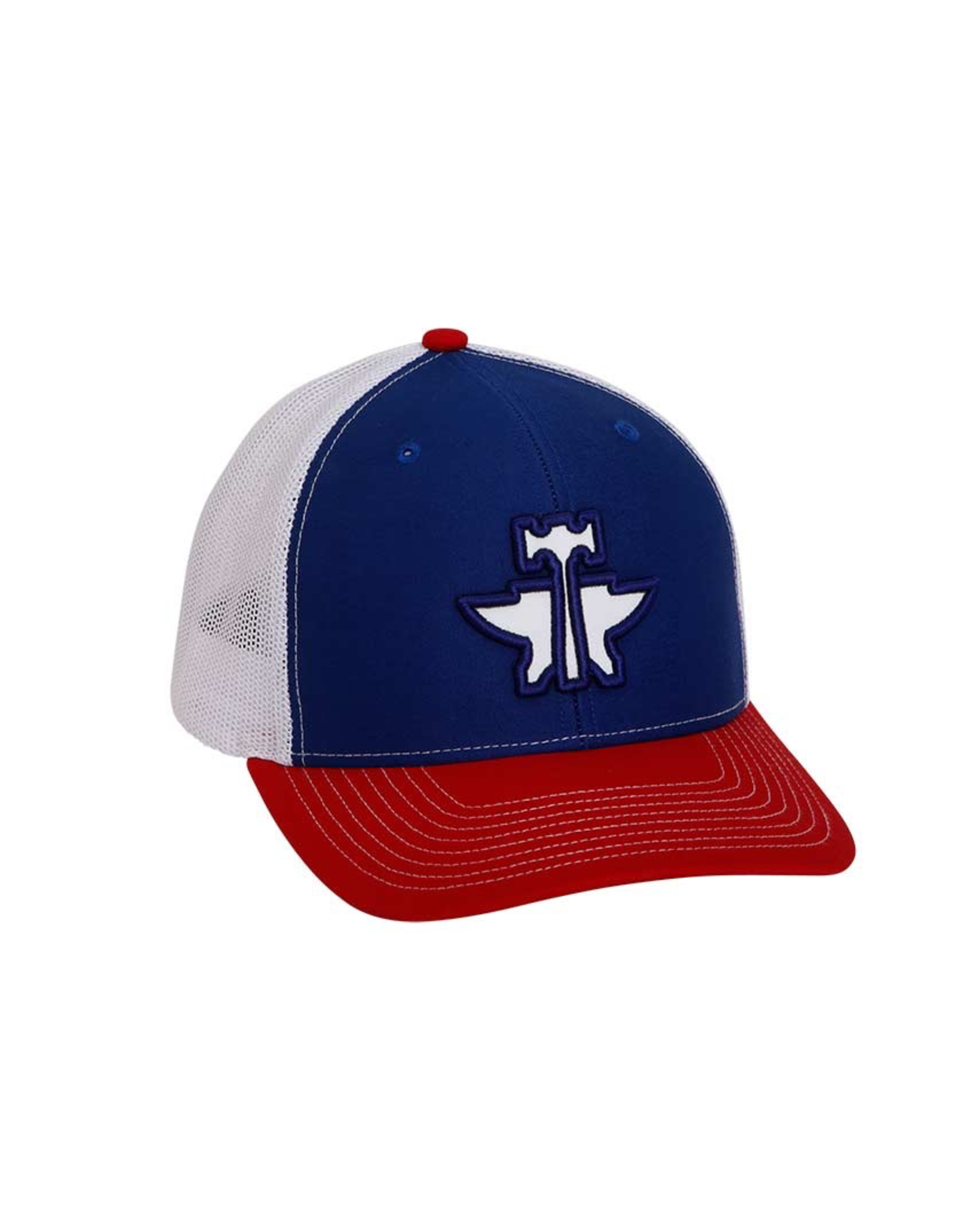 red white and blue baseball cap