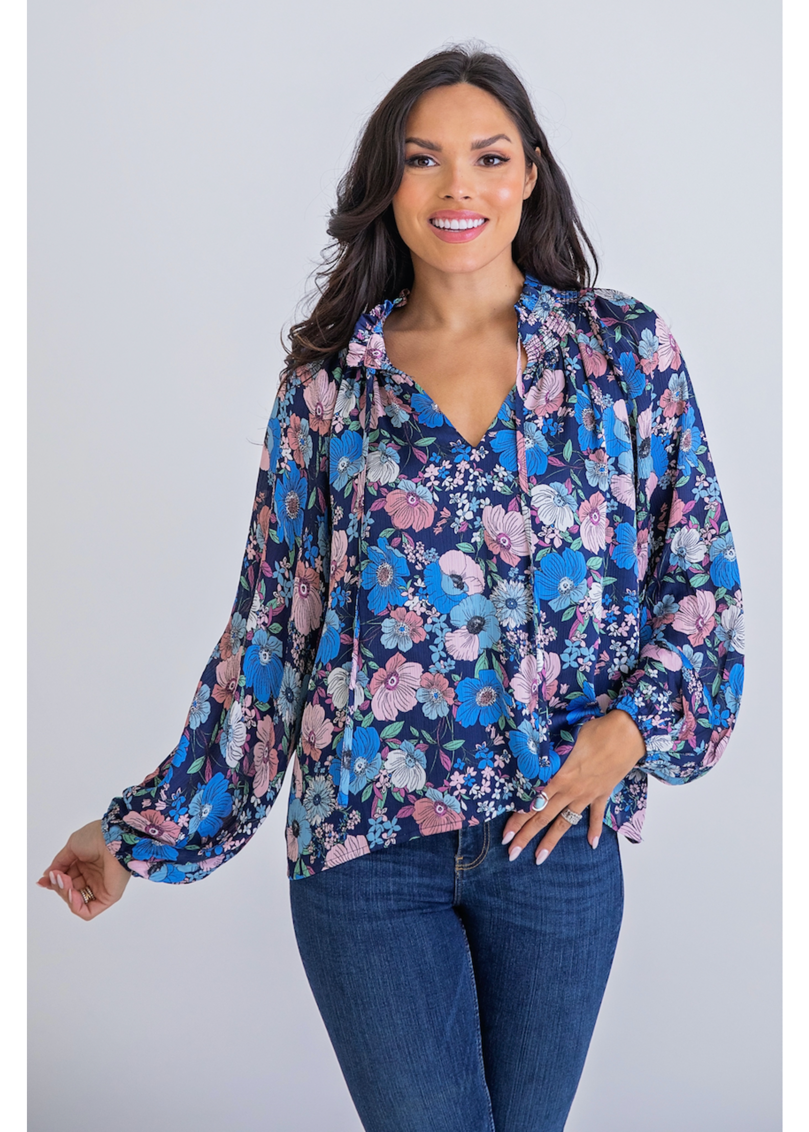 Karlie Karlie Floral Vintage 70s Vneck Top