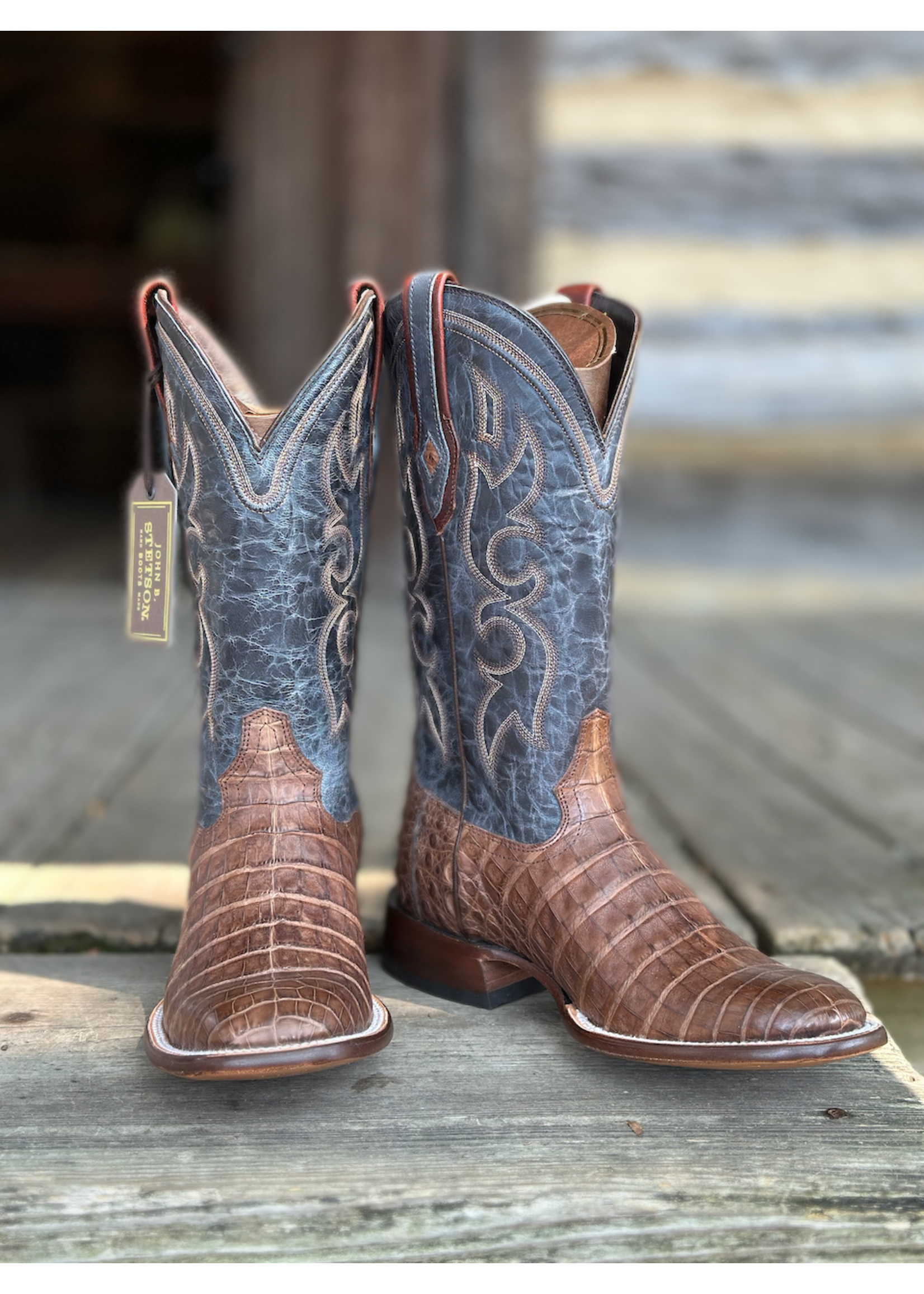 Stetson John B Stetson No. 12-020-1852-0203 Bozeman Caiman Belly Western Boot