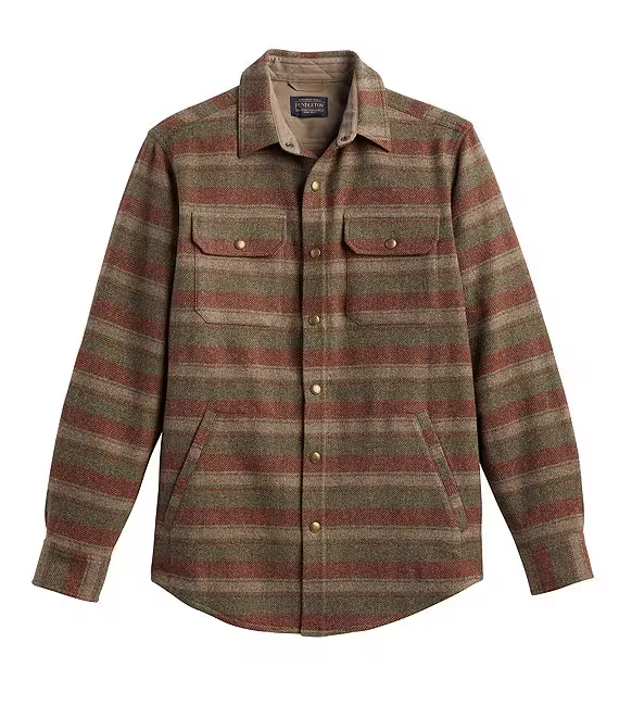 Pendleton Mens Virgin Wool Forest Twill Snap Shirt Jacket