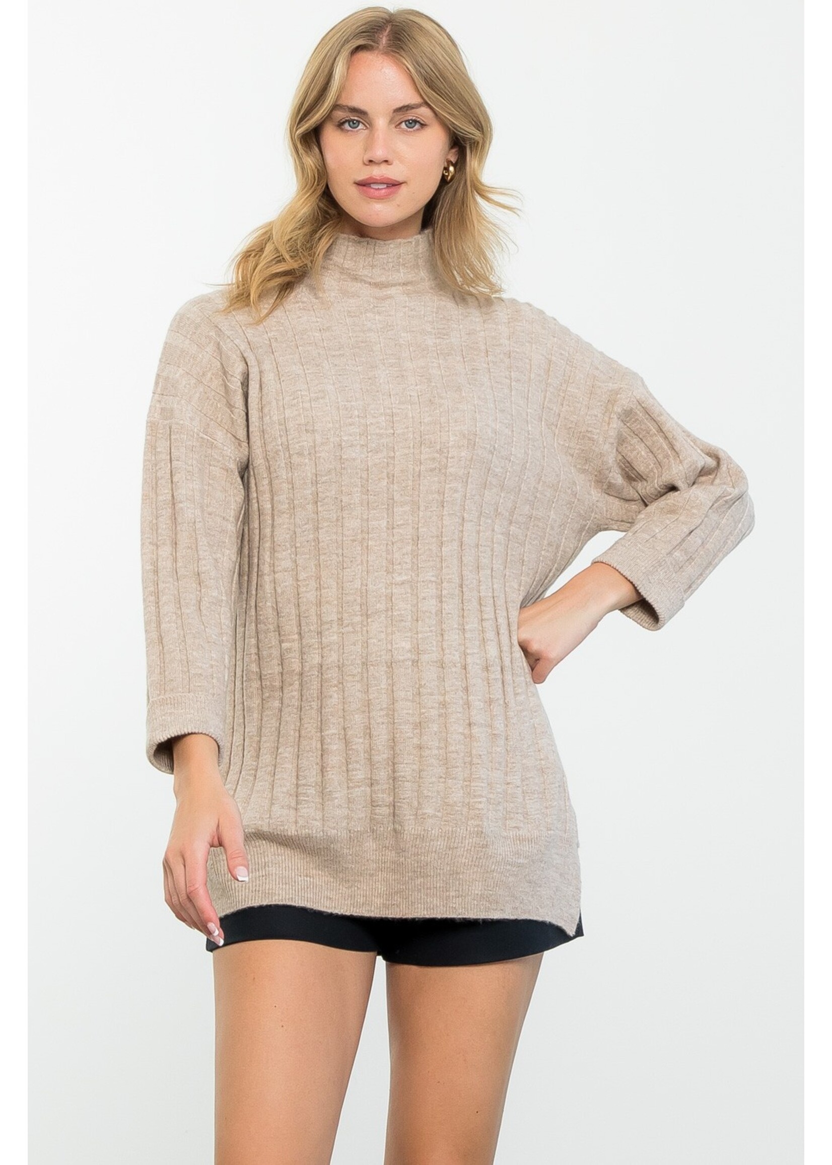Thml Thml Mock Neck Long Ribbed Sweater