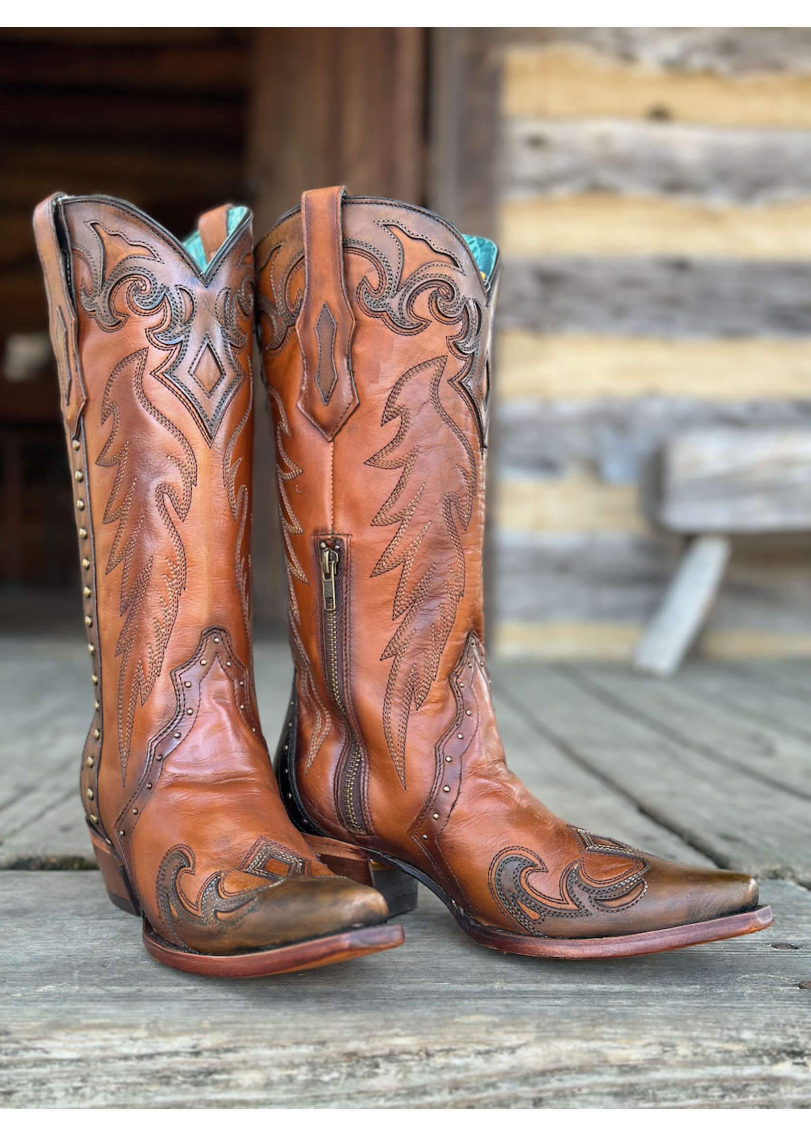 Corral Corral F1362  Honey/Blk Wingtip Boot