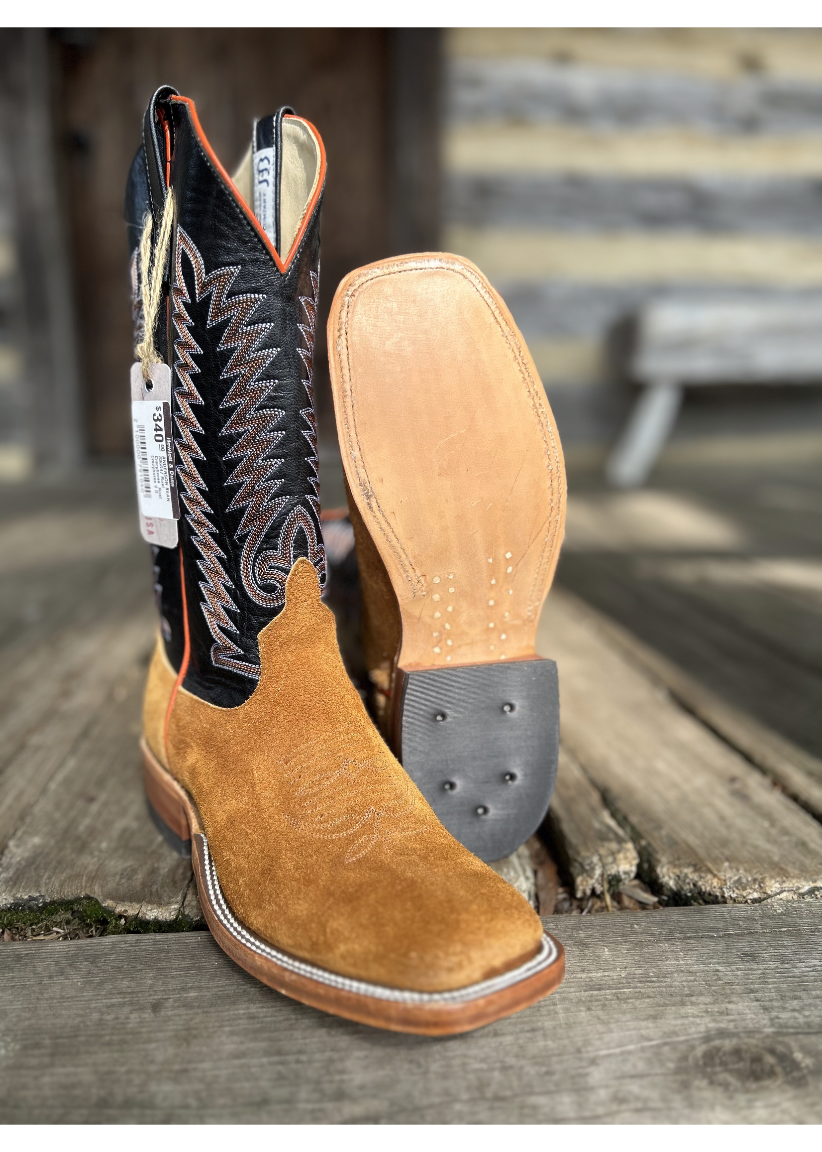 Anderson Bean Anderson Bean No. 336647 Rust Crazyhorse Roughout Western Boot