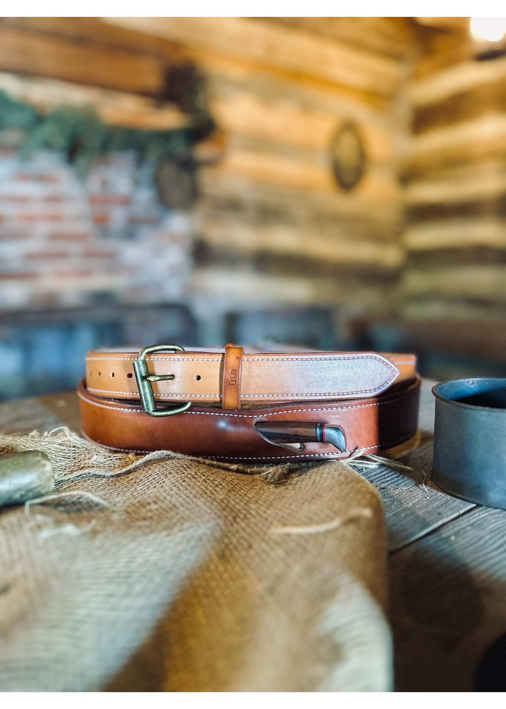 Moss Saddle Shop Hewlett & Dunn X Moss Saddle Shop   Saddle Leather Knife Belt