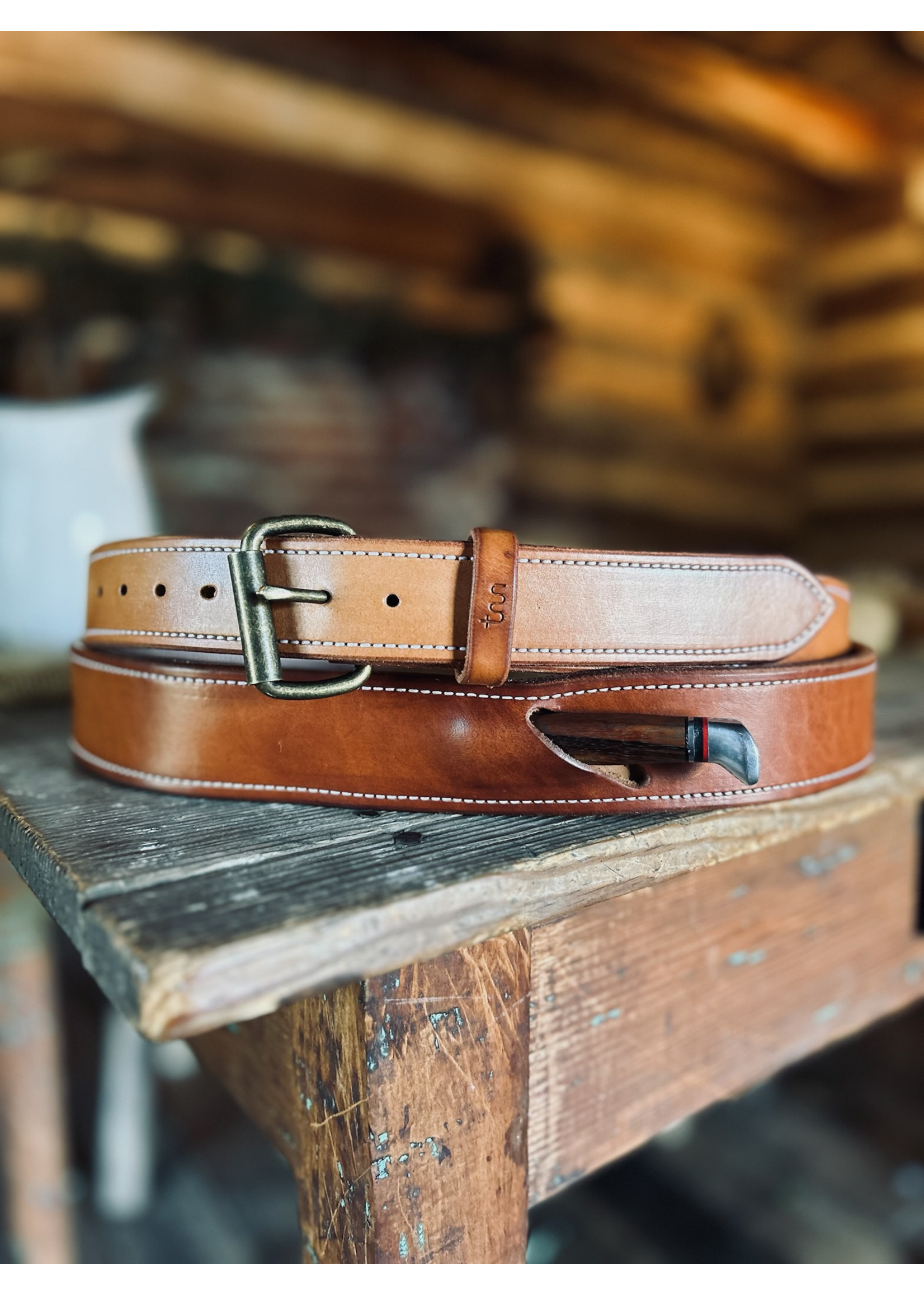 Moss Saddle Shop Hewlett & Dunn X Moss Saddle Shop   Saddle Leather Knife Belt