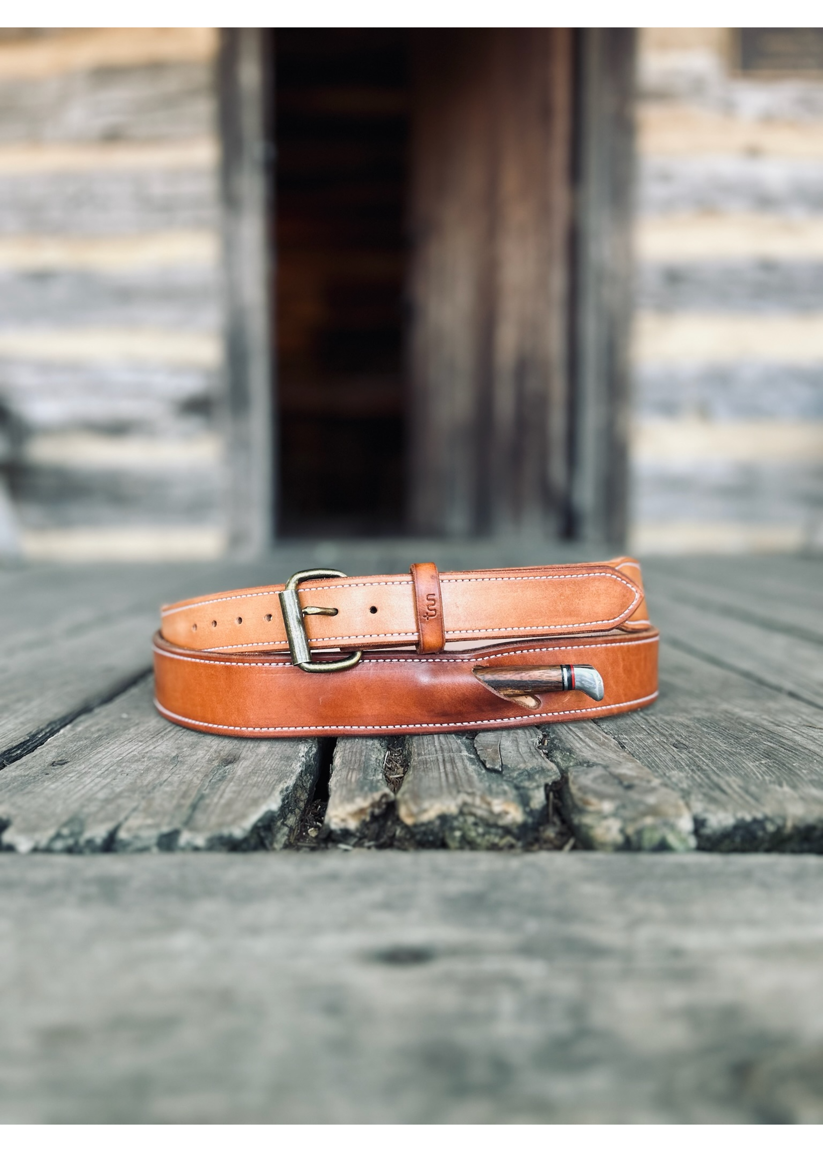 Moss Saddle Shop Hewlett & Dunn X Moss Saddle Shop   Saddle Leather Knife Belt