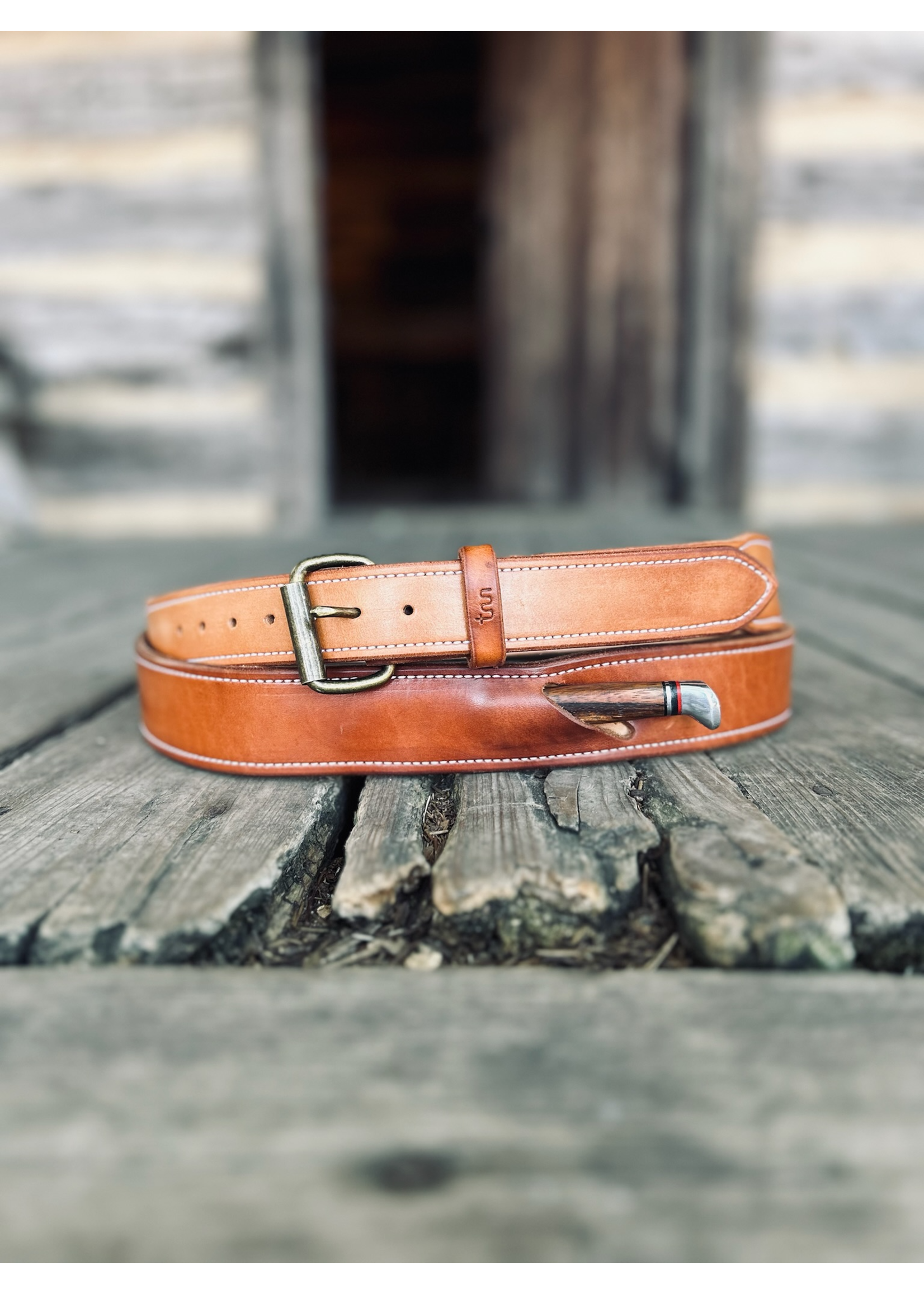 Moss Saddle Shop Hewlett & Dunn X Moss Saddle Shop   Saddle Leather Knife Belt