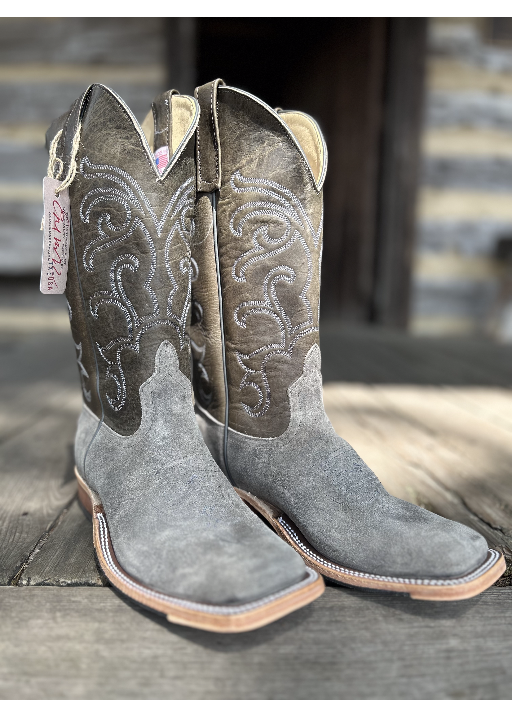 Anderson Bean Anderson Bean No. 340035 Stone Waxy Kudu Roughout Grey Navajo Bison Western Boot