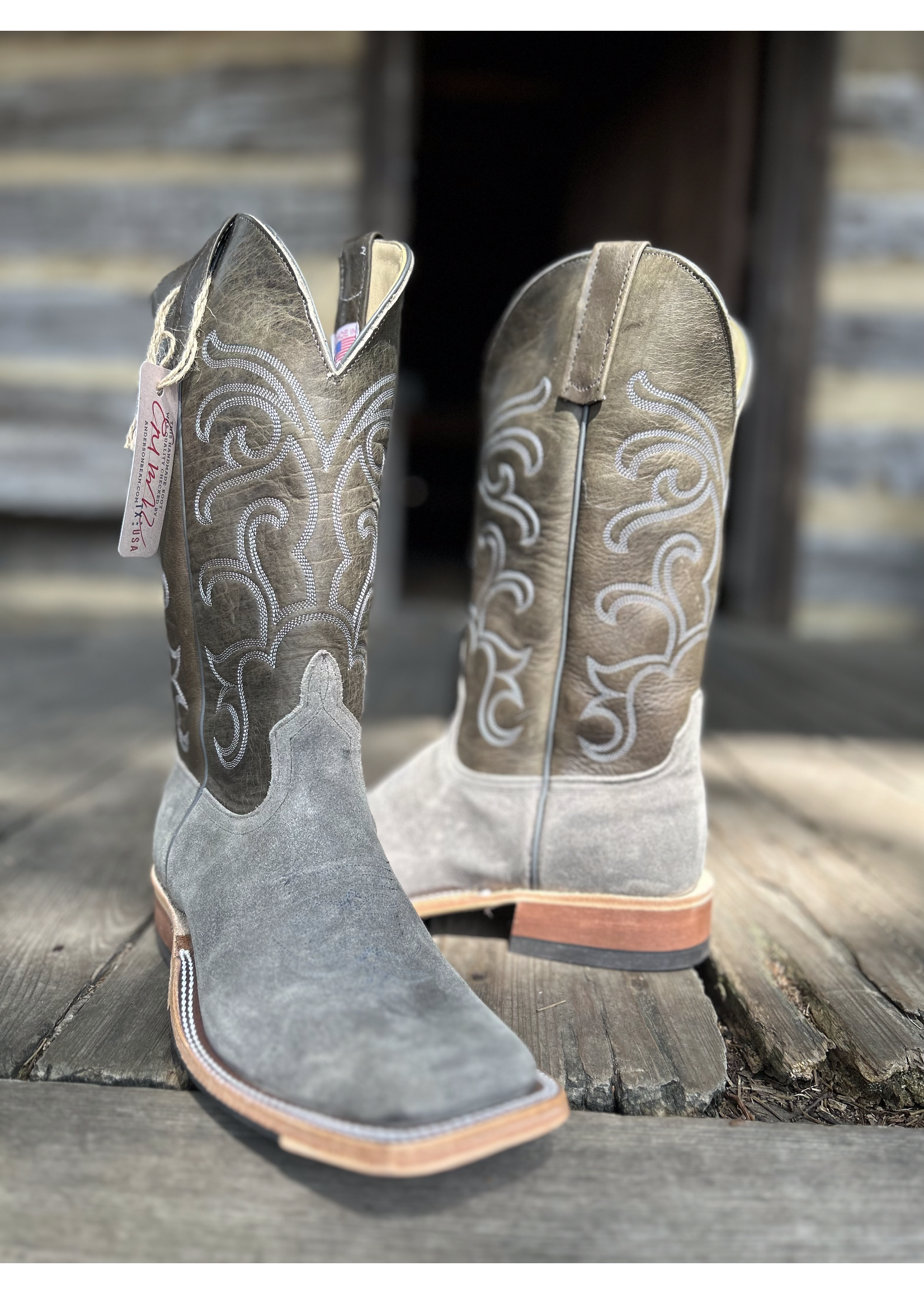 Anderson Bean Anderson Bean No. 340035 Stone Waxy Kudu Roughout Grey Navajo Bison Western Boot