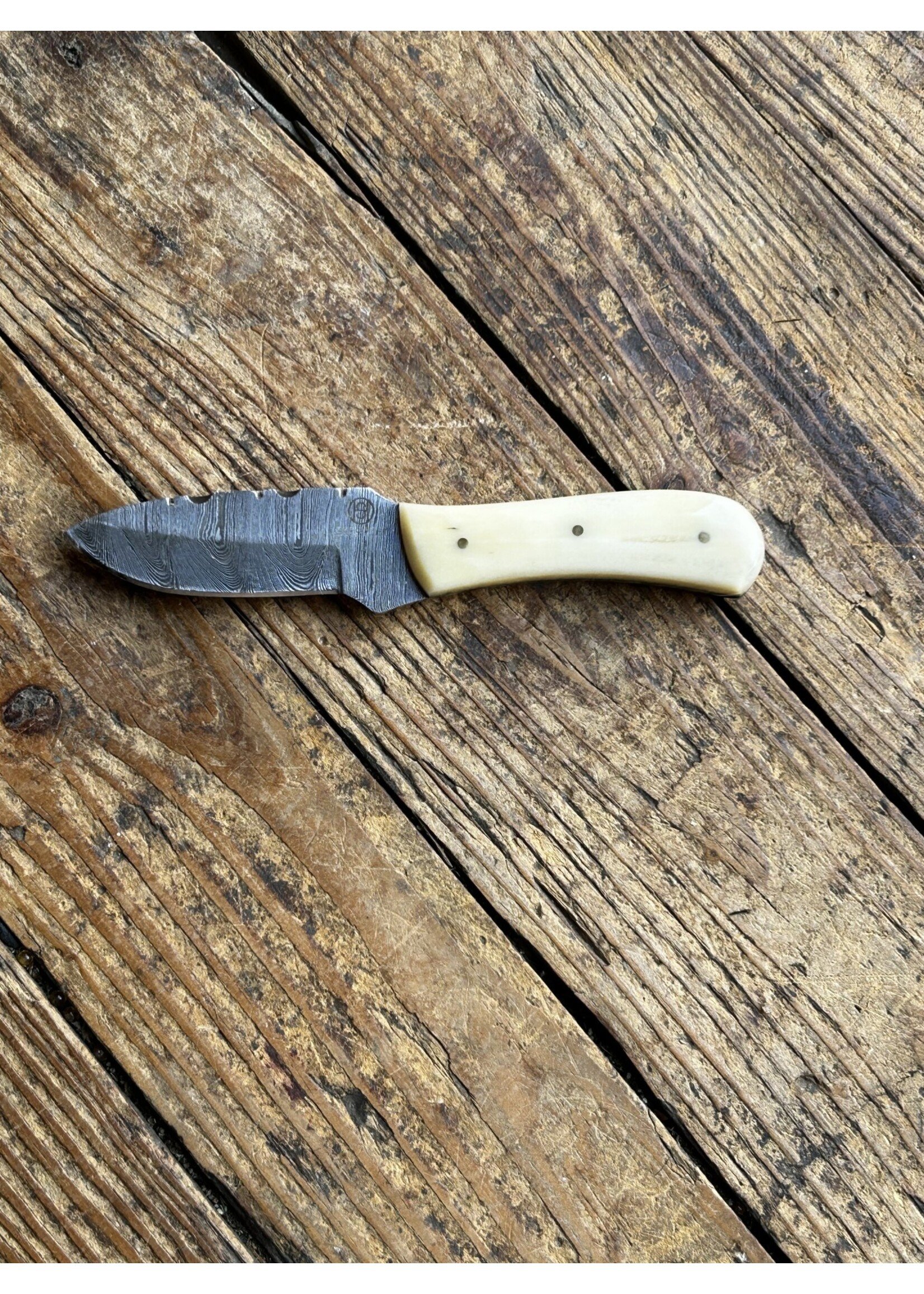 Circle SH Cutlery Circle SH Cutlery TXBD-6 Acid Damascus Etched Bone Handle Knife