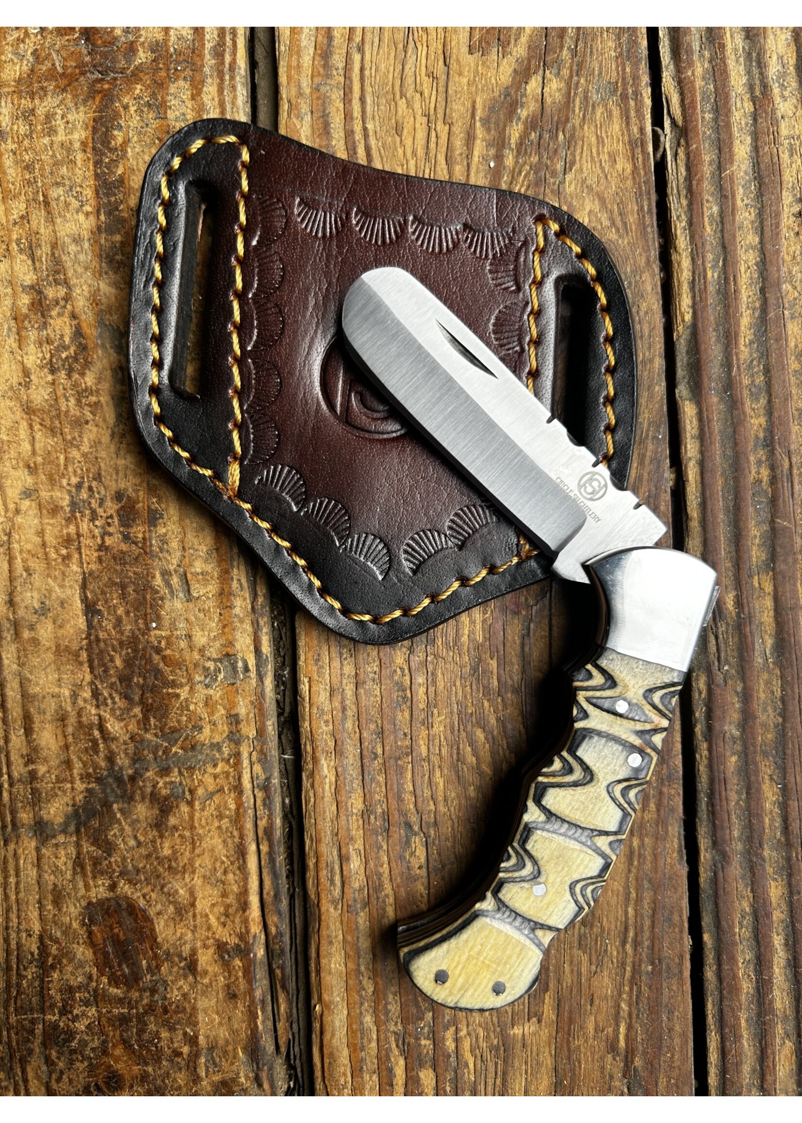 Circle SH Cutlery Circle SH Cutlery CSH31 Wood Handle Folding Steering Knife