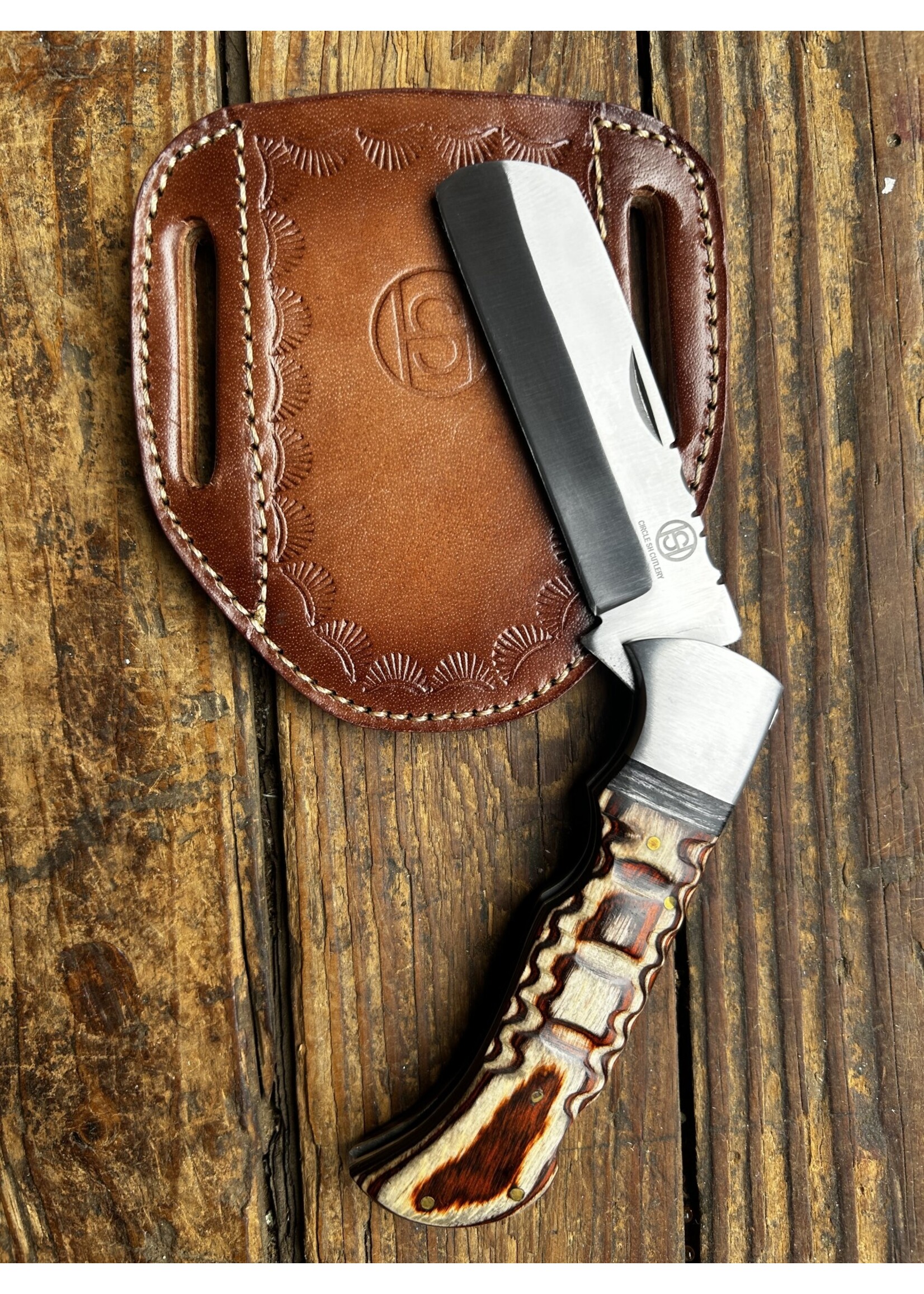 Circle SH Cutlery Circle SH Cutlery CSH-GHFC2 Wood Handle Steering Folding Knife