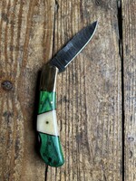 Circle SH Cutlery Circle SH Cutlery DM-1169 Bone Green Brass Folding Knife