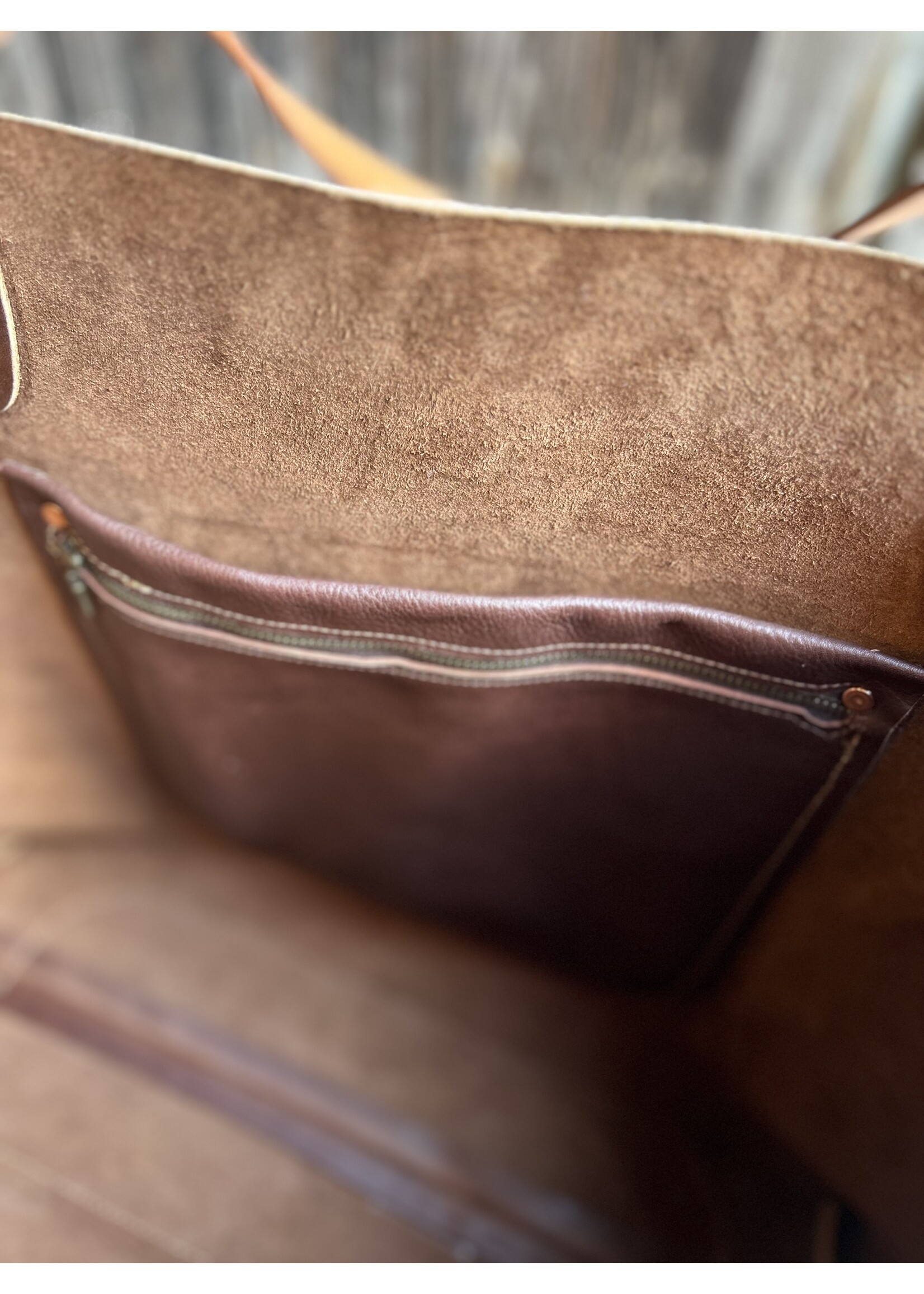 Moss Saddle Shop Hewlett & Dunn X Moss Saddle Shop   Large Tote Bag With Pocket