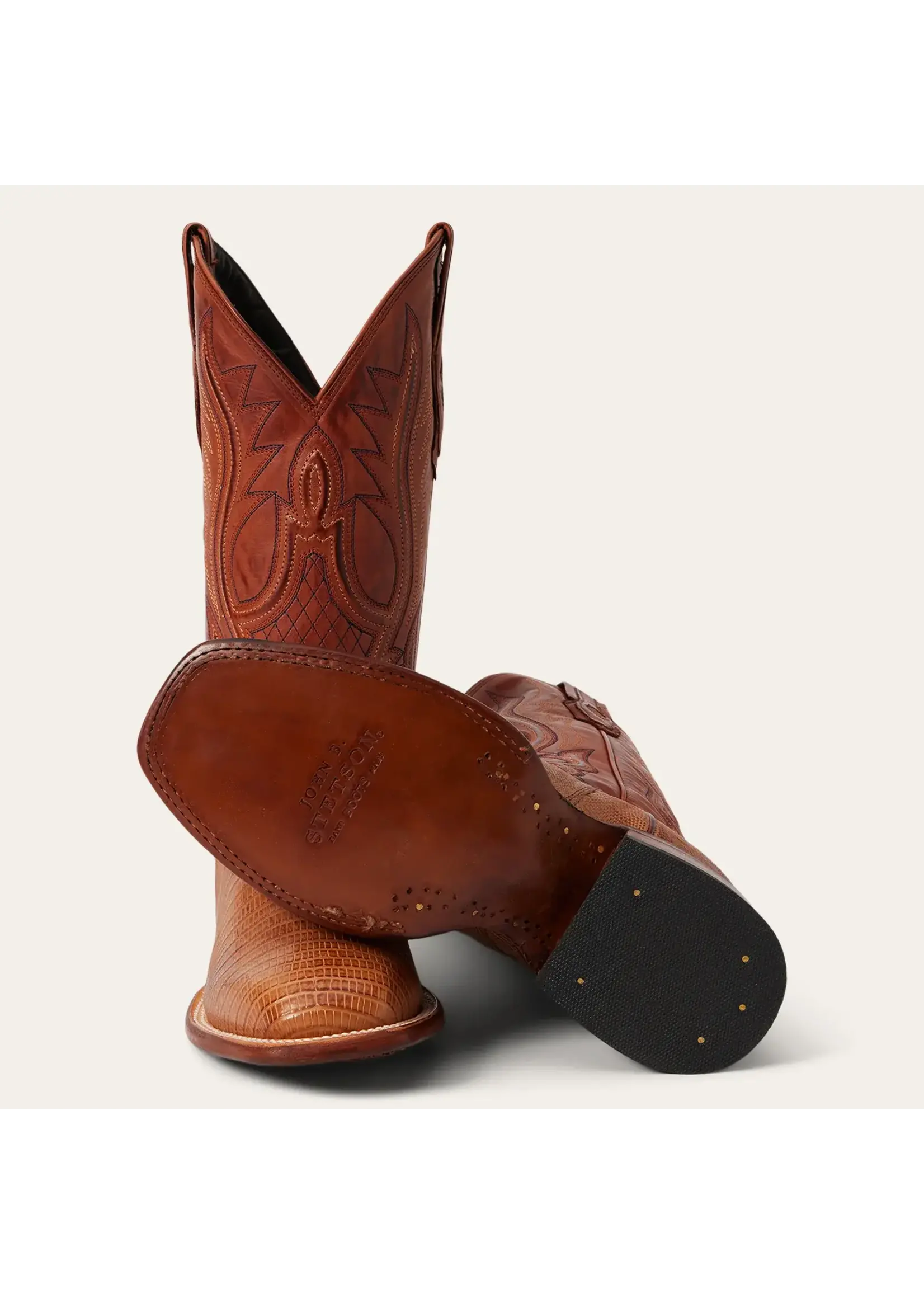 Stetson John B Stetson No. 12 020 1852 0505 Arlington Tan Teju Lizard Western Boot