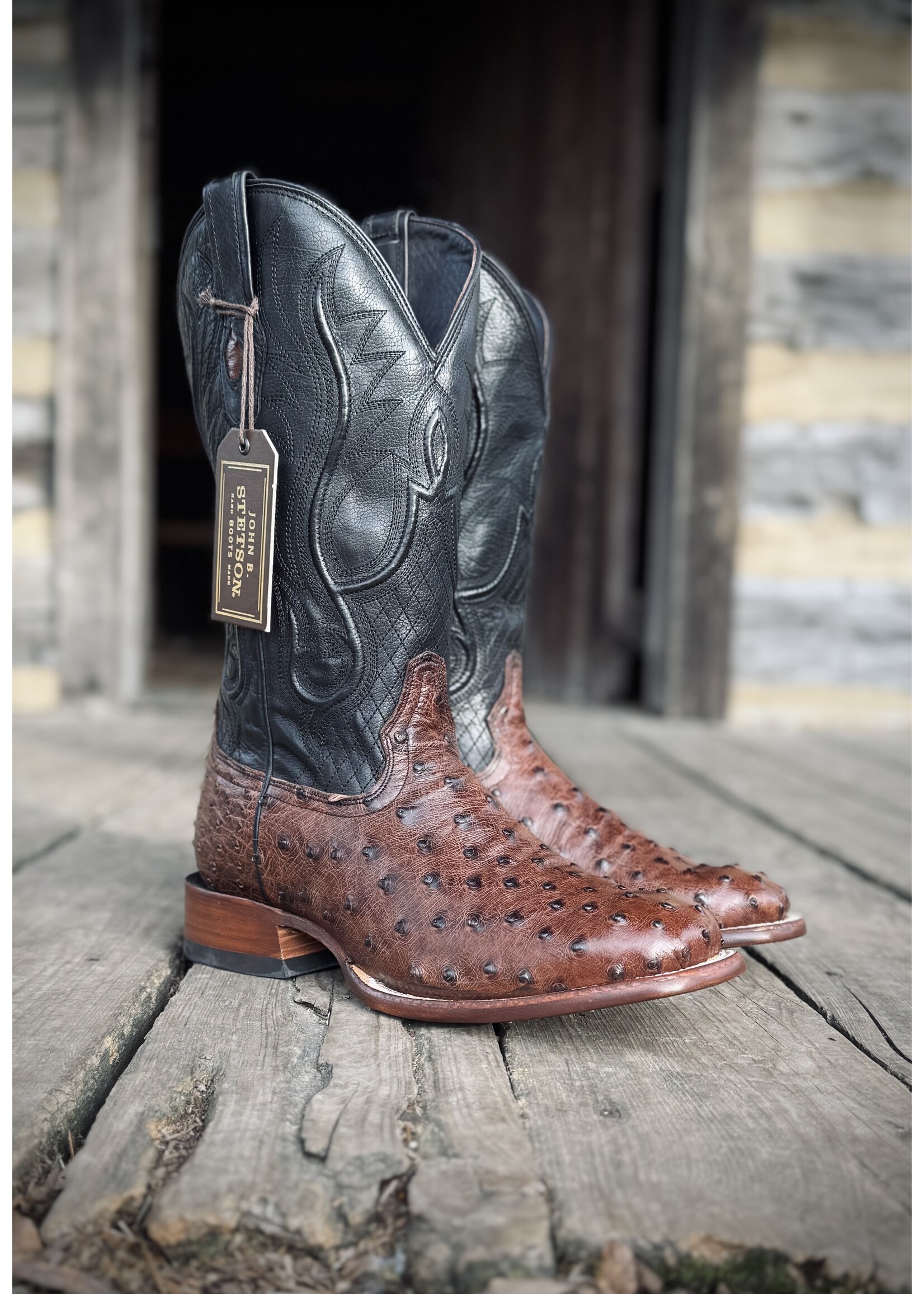 Stetson John B Stetson No. 12-020-1852-0500 Ozzy Nicotine Ostrich Western Boot