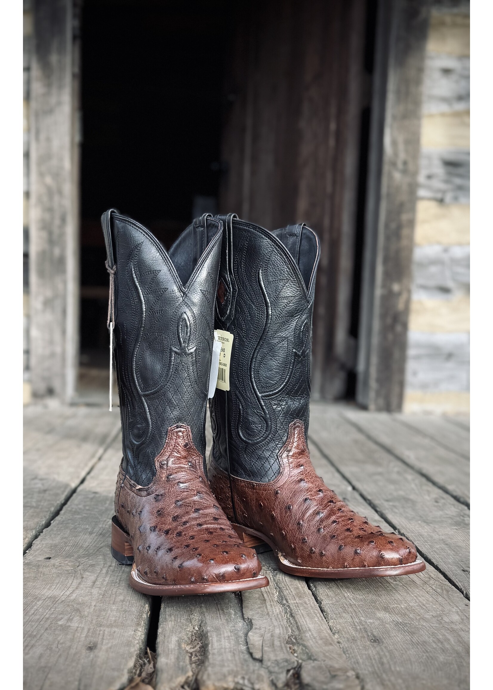 Stetson John B Stetson No. 12-020-1852-0500 Ozzy Nicotine Ostrich Western Boot