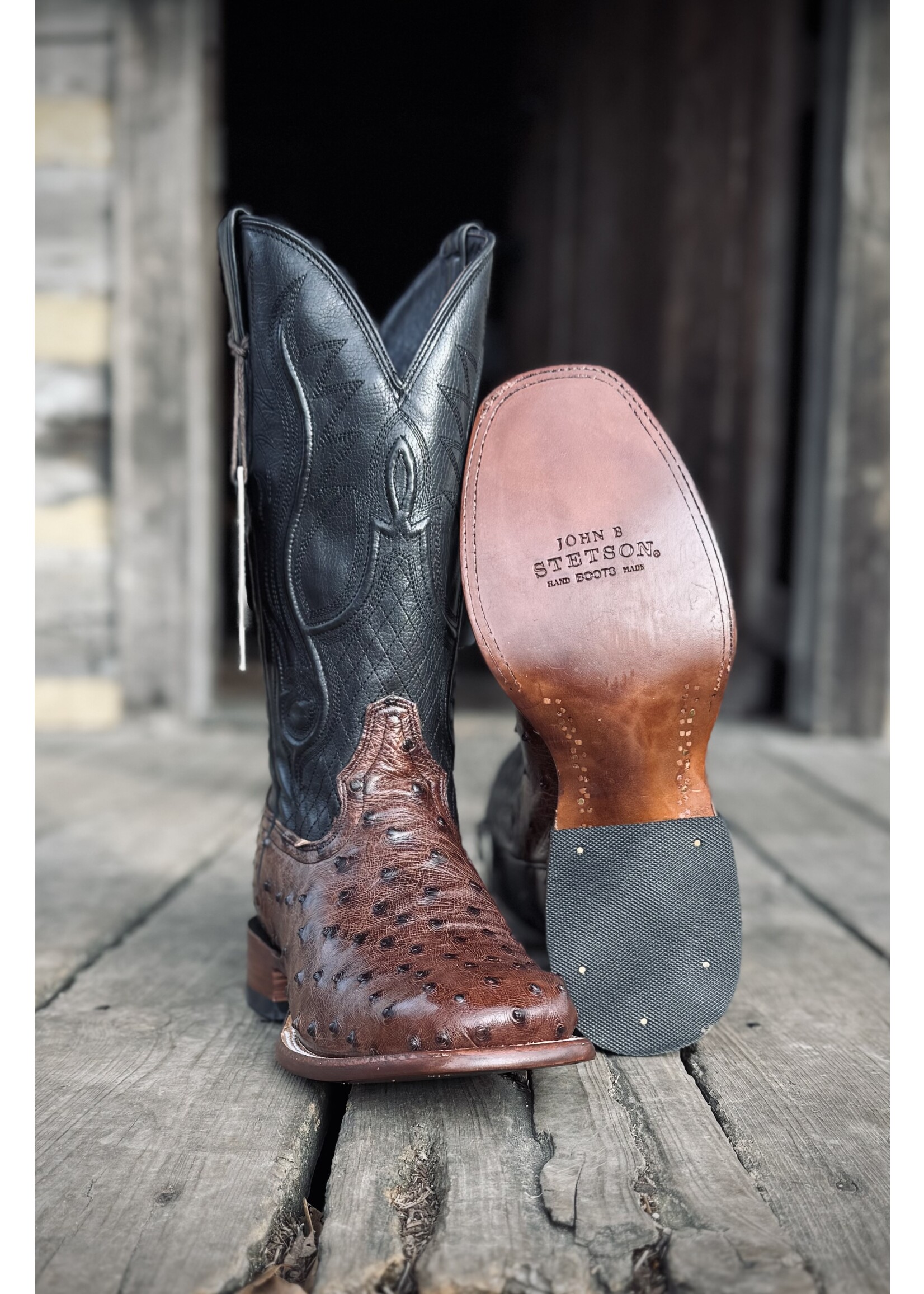 Stetson John B Stetson No. 12-020-1852-0500 Ozzy Nicotine Ostrich Western Boot