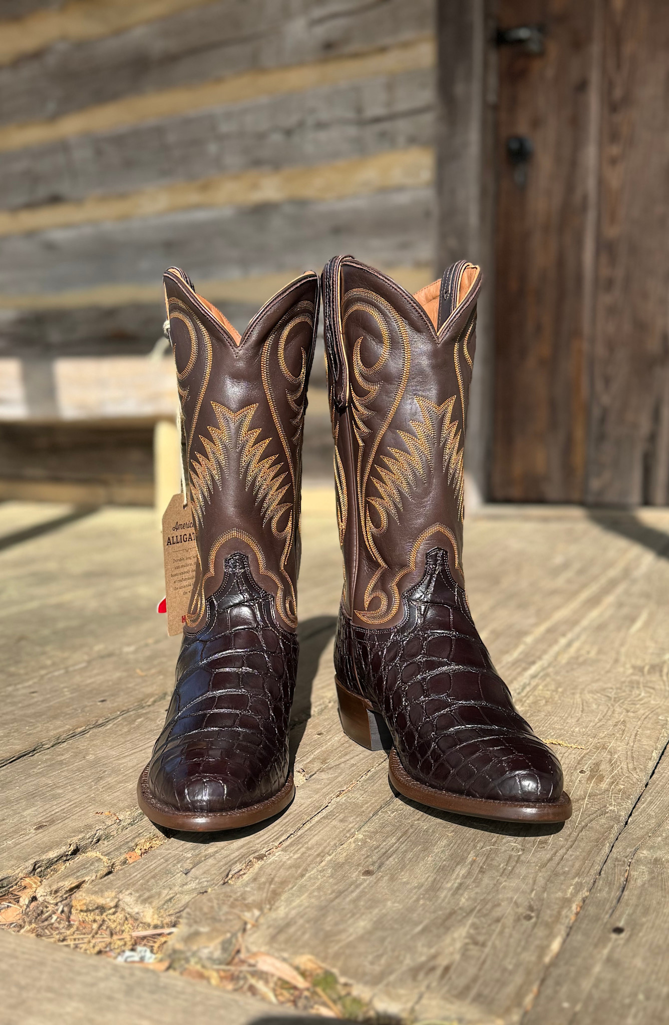 Hyer No. 100 Chocolate American Alligator Western Boots - Hewlett