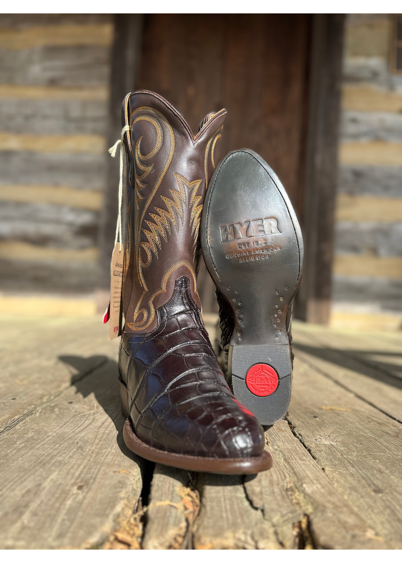 Hyer Hyer No. 100 Chocolate American Alligator Western Boots