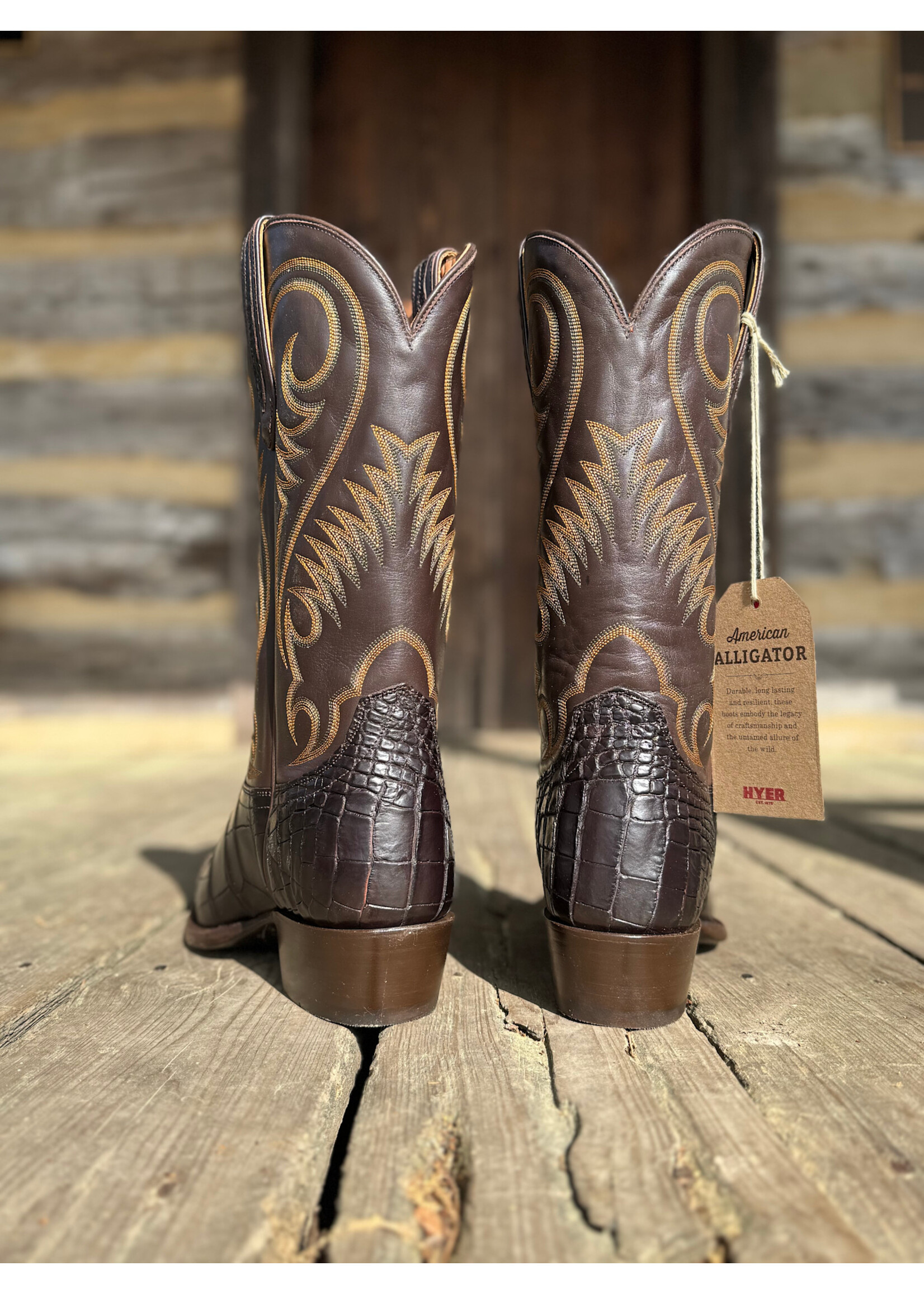 Hyer Hyer No. 100 Chocolate American Alligator Western Boots