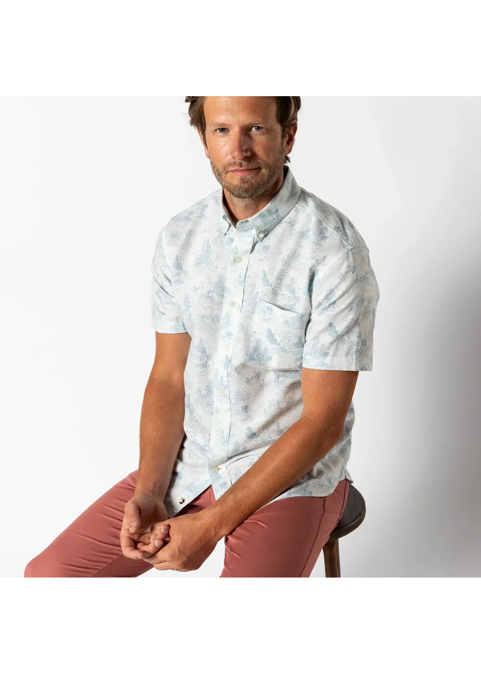 Duck Head Duck Head No. D11400 Linen Cotton Oxford Sport Shirt Lakeview Toile
