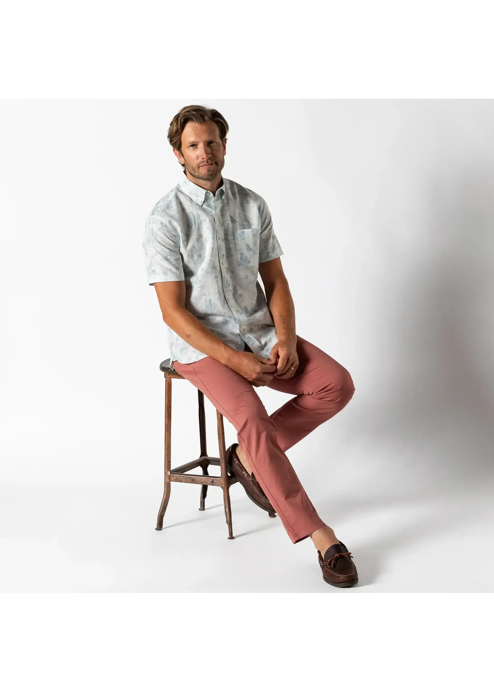 Duck Head Duck Head No. D11400 Linen Cotton Oxford Sport Shirt Lakeview Toile